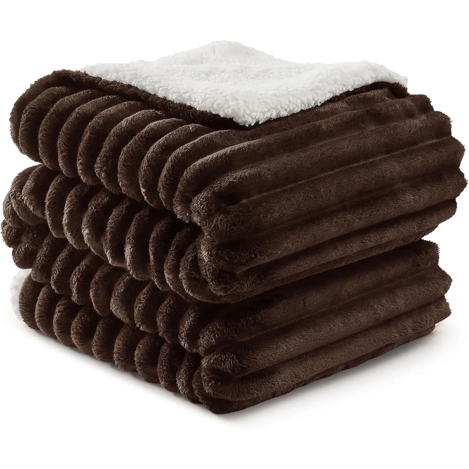 BEDELITE warme Decke Sherpa Kuscheldecke Flauschig Dunkelbraun XXL 220x240