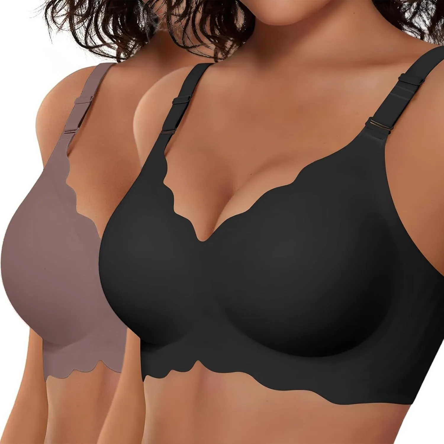 BH Damen Ohne Bügel, Soft Seamless BH Jelly Push Up Bügelloser BHS, V-Ausschnitt, Creamy Komfort, Nahtloser Entlastungs…