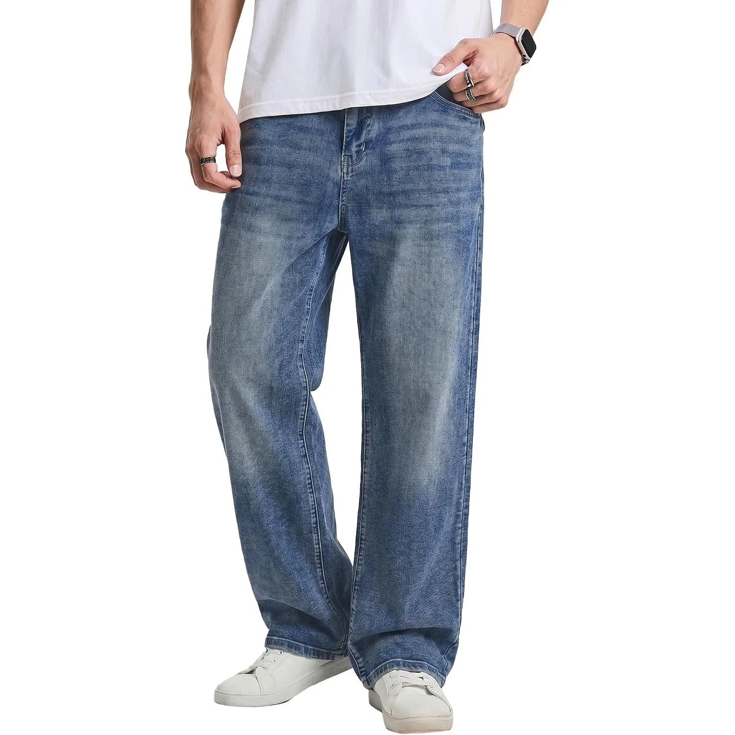 JMIERR Jeans Herren Baggy Baumwolle Vintage Stretch