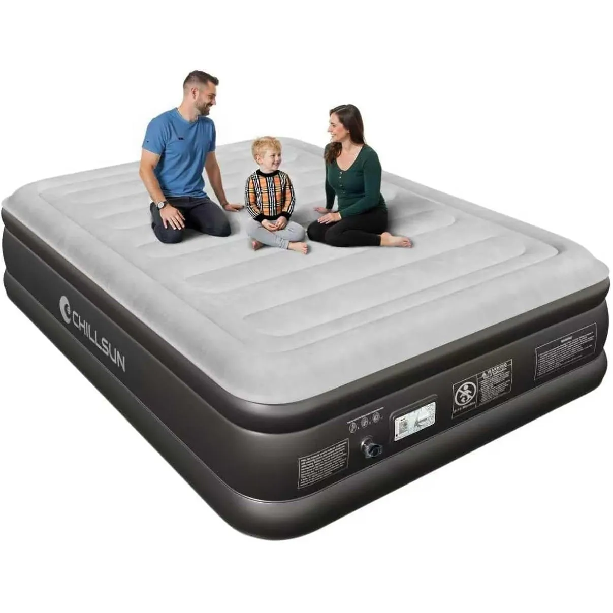 CHILLSUN Luftmatratze 2 Personen 203x152x46cm, Selbstaufblasendes Luftbett mit integrierter elektrischer Luftpumpe, Auf…