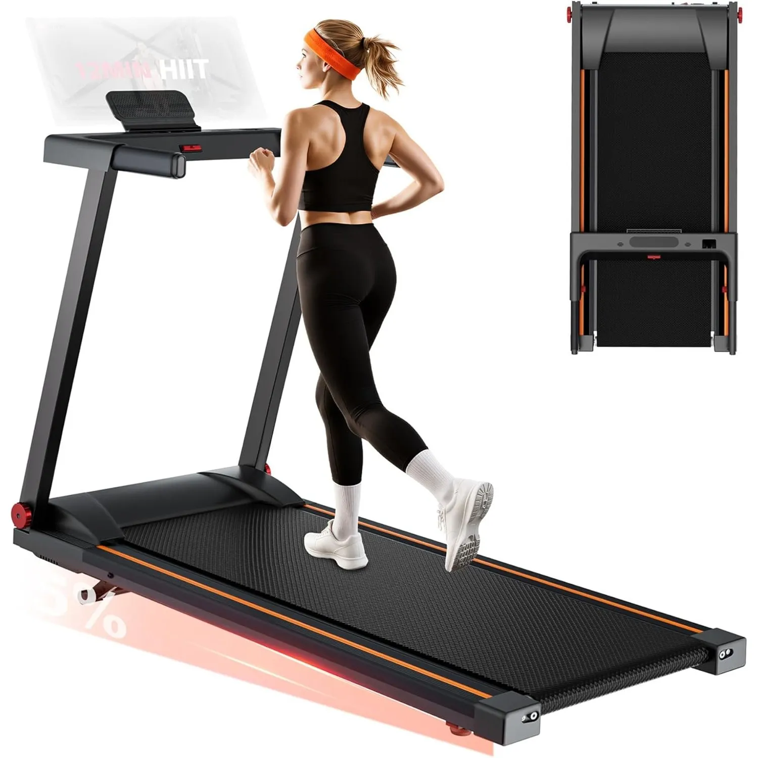 4 in 1 Walking Pad mit Steigung 6% Superun, 12km/h und 16km/h Laufband für Zuhause Klappbar mit APP und Fernbedienung, …