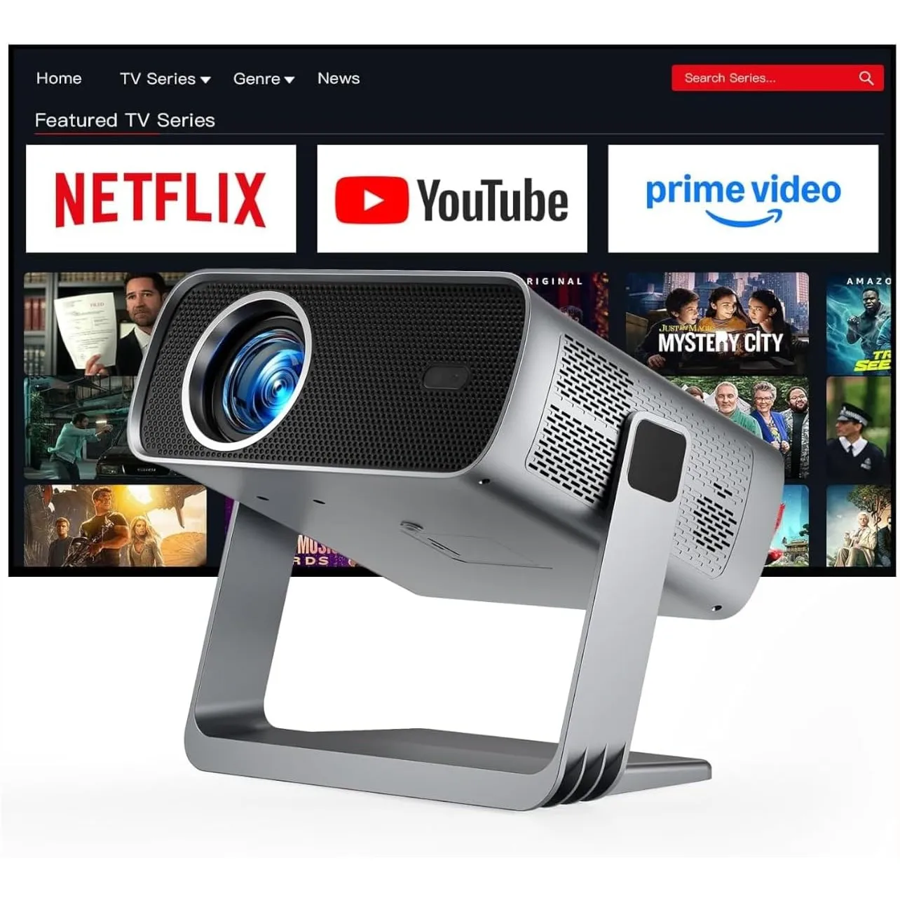 Smart Mini Beamer 4K Kompatibel mit Netflix & Dolby Audio, XuanPad 3500 ANSI Beamer mit TOF Autofokus & Trapezkorrektur…