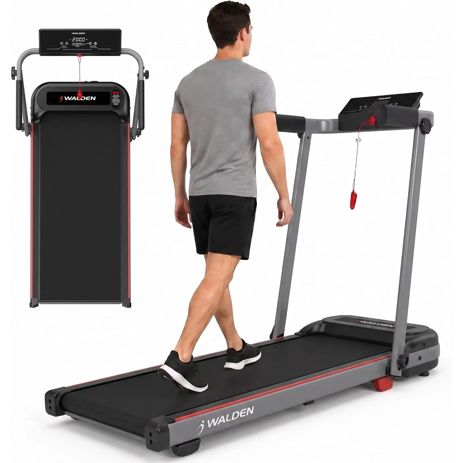 Walden Elektrisches Laufband für zu Hause, faltbar, 12 km/h, 1-2,5 PS, 12 voreingestellte Programme, LCD-Display 1-12 k…
