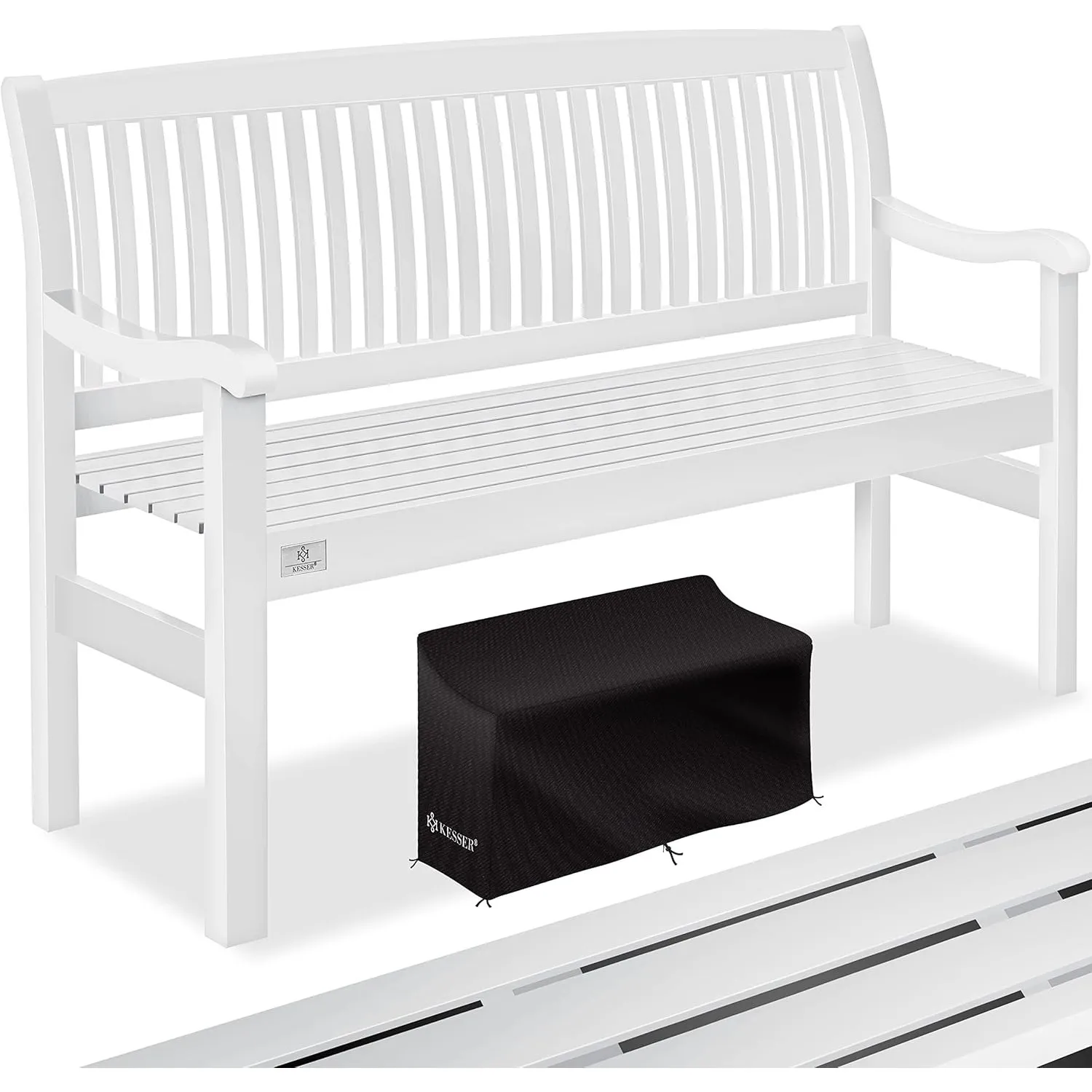 KESSER® Gartenbank Holz wetterfest 150cm Holzbank Garten 3-4 Sitzer, Sitzbank Outdoor, Balkonbank aus Massivholz, Parkb…