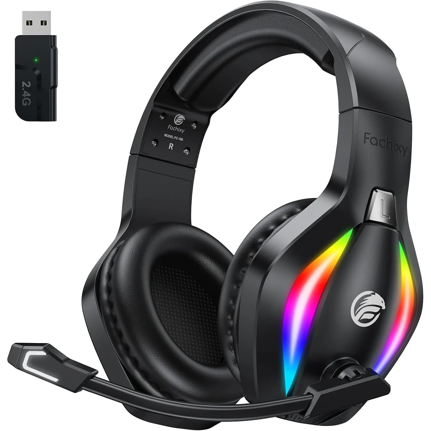 Fachixy Gaming Headset Wireless für PS5, PS4, PC, Mac, Laptop Switch Mobile, 2.4GHz Geringe Latenz Und Bluetooth, Kabel…