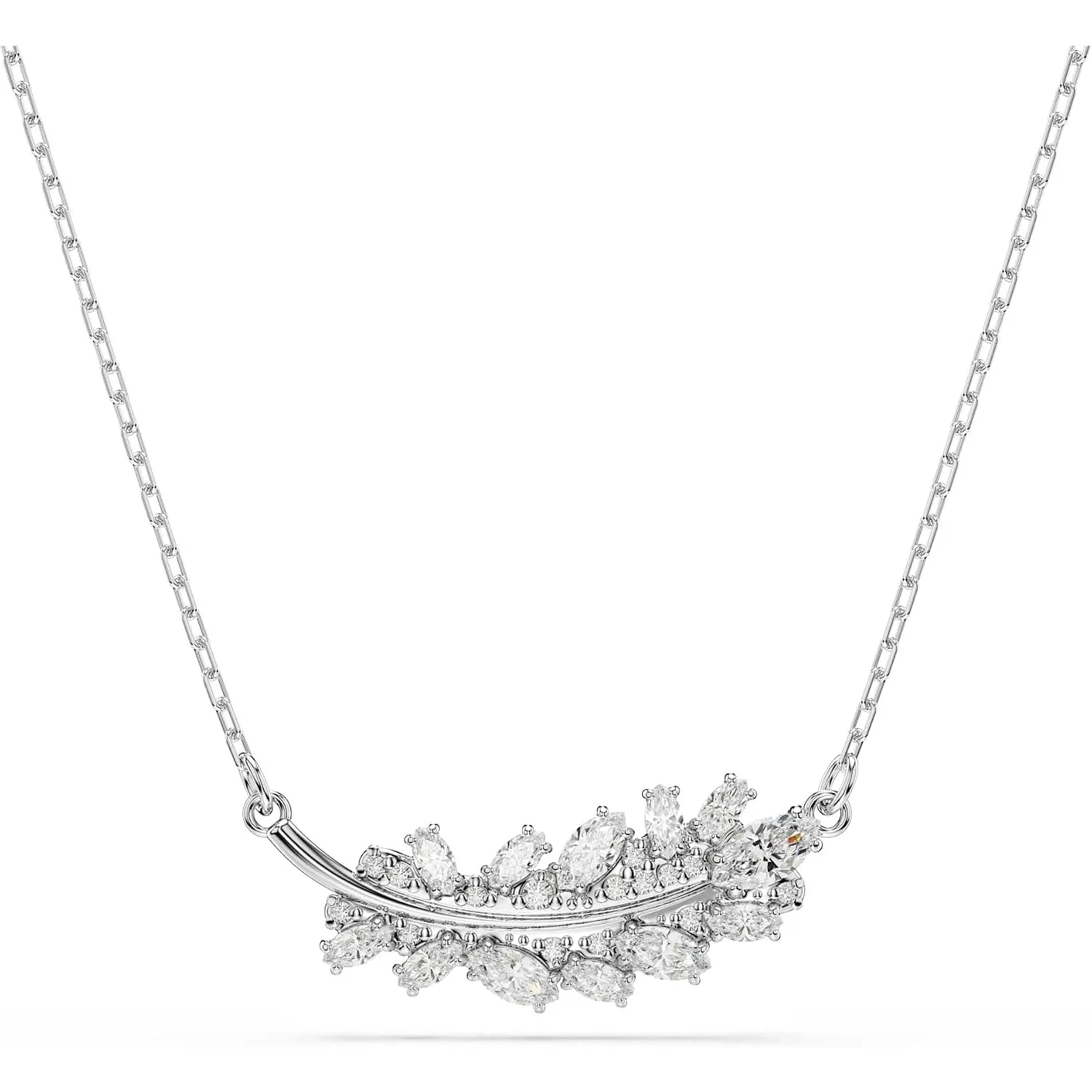 Swarovski Vienna Kollektion, Mixed Cuts, Feder, Weiß, Rhodiniert