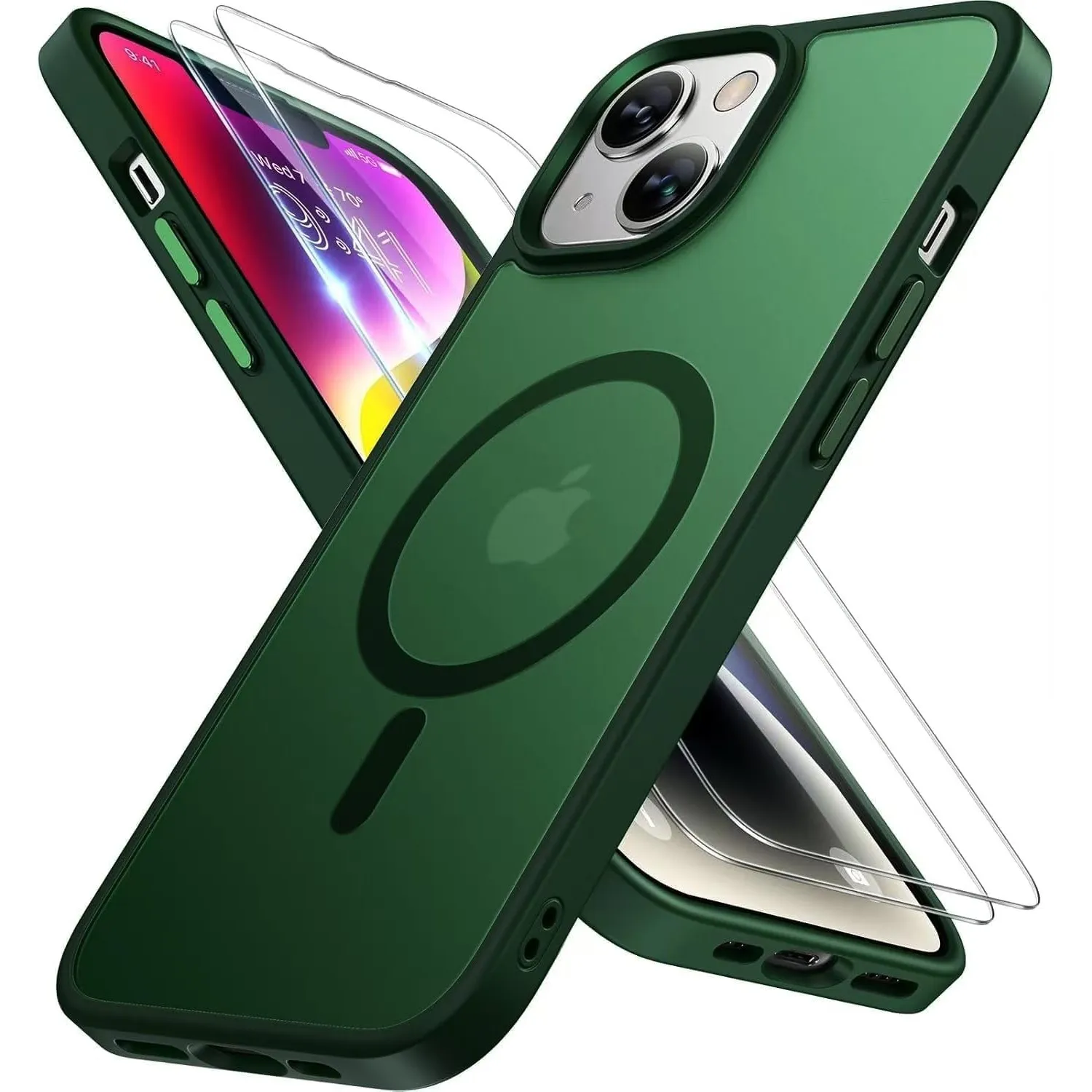Miracase für iPhone 14 Hülle für Magsafe[mit Schutzfolie] [TOP Militärschutz & Magnetkraft] Stoßfest Kratzfest mit Samt…