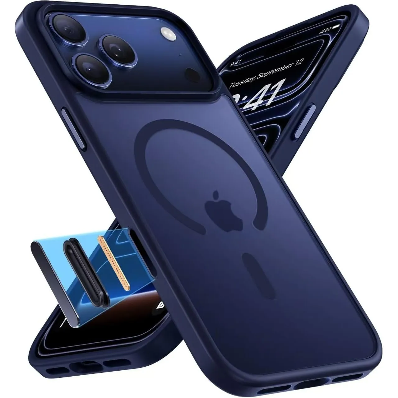 Miracase für iPhone 17 Pro Hülle mit Magsafe TOP MIL, Blau-K