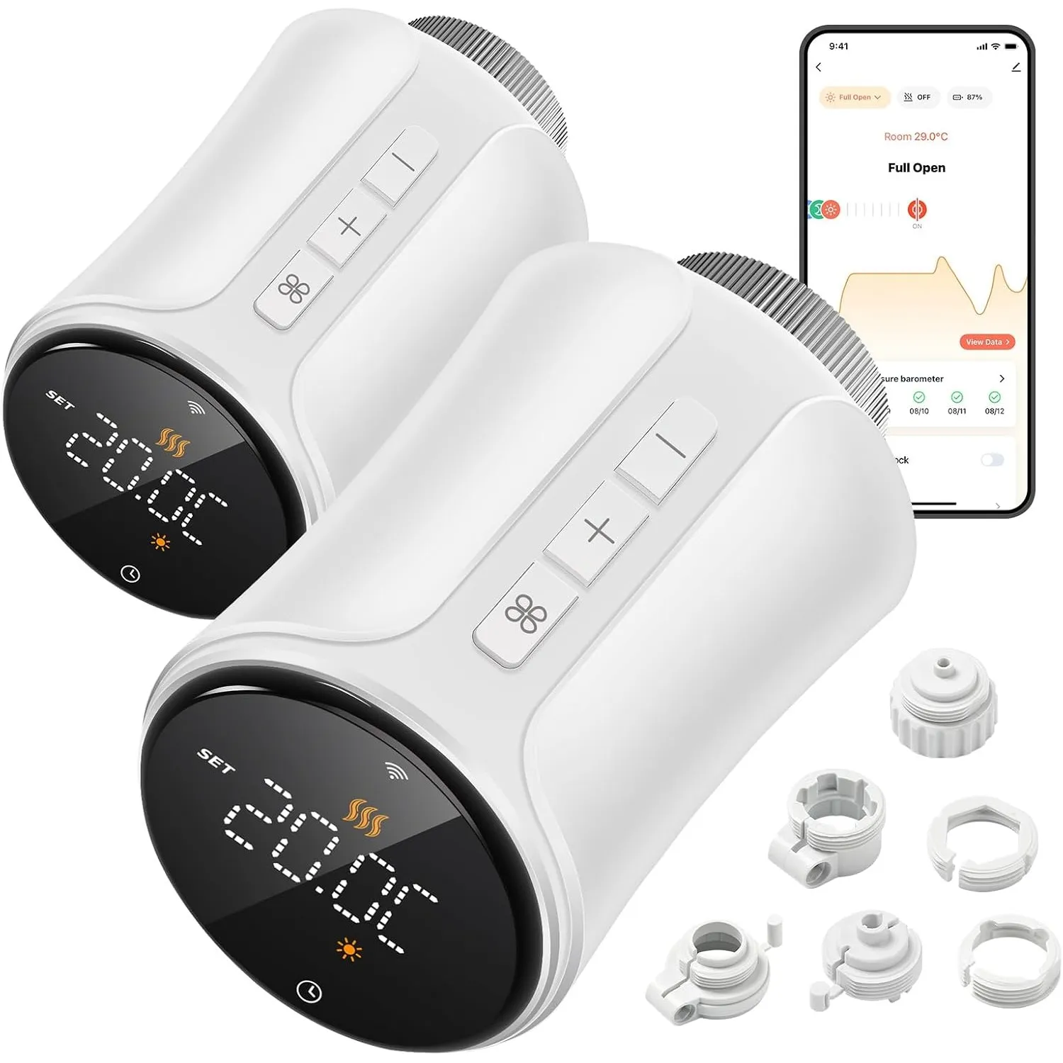 Smartes WLAN-Heizkörperthermostat, 2er-Set Heizungsthermostat