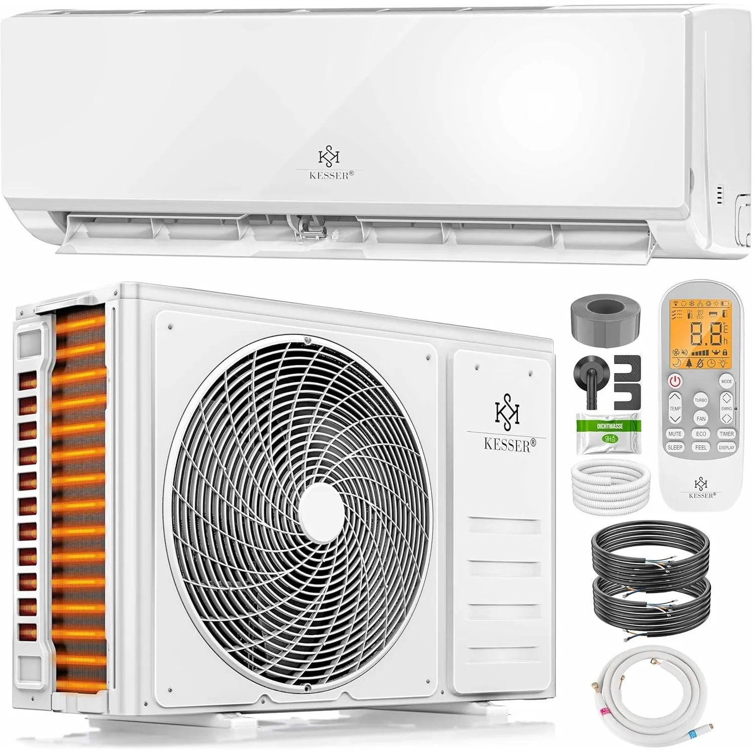 KESSER® Klimaanlage Set Split, WiFi/App Funktion Klimagerät, Kühlen A++/Heizen A+, 18000 BTU/h (5.300W) sehr leise, Käl…