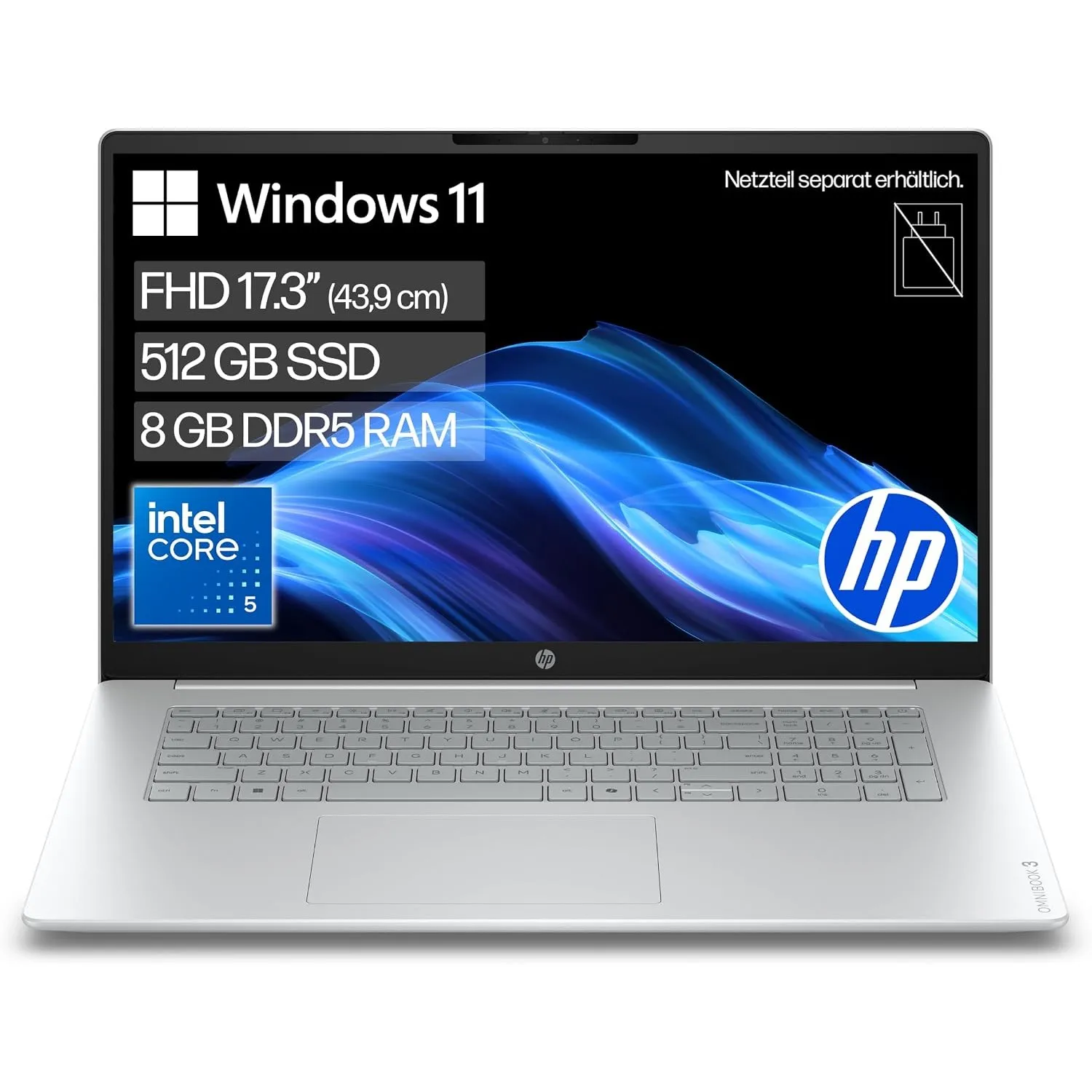 HP OmniBook 3 Laptop, 17,3" FHD, Intel Core 5 120U, 8GB RAM, 512GB SSD