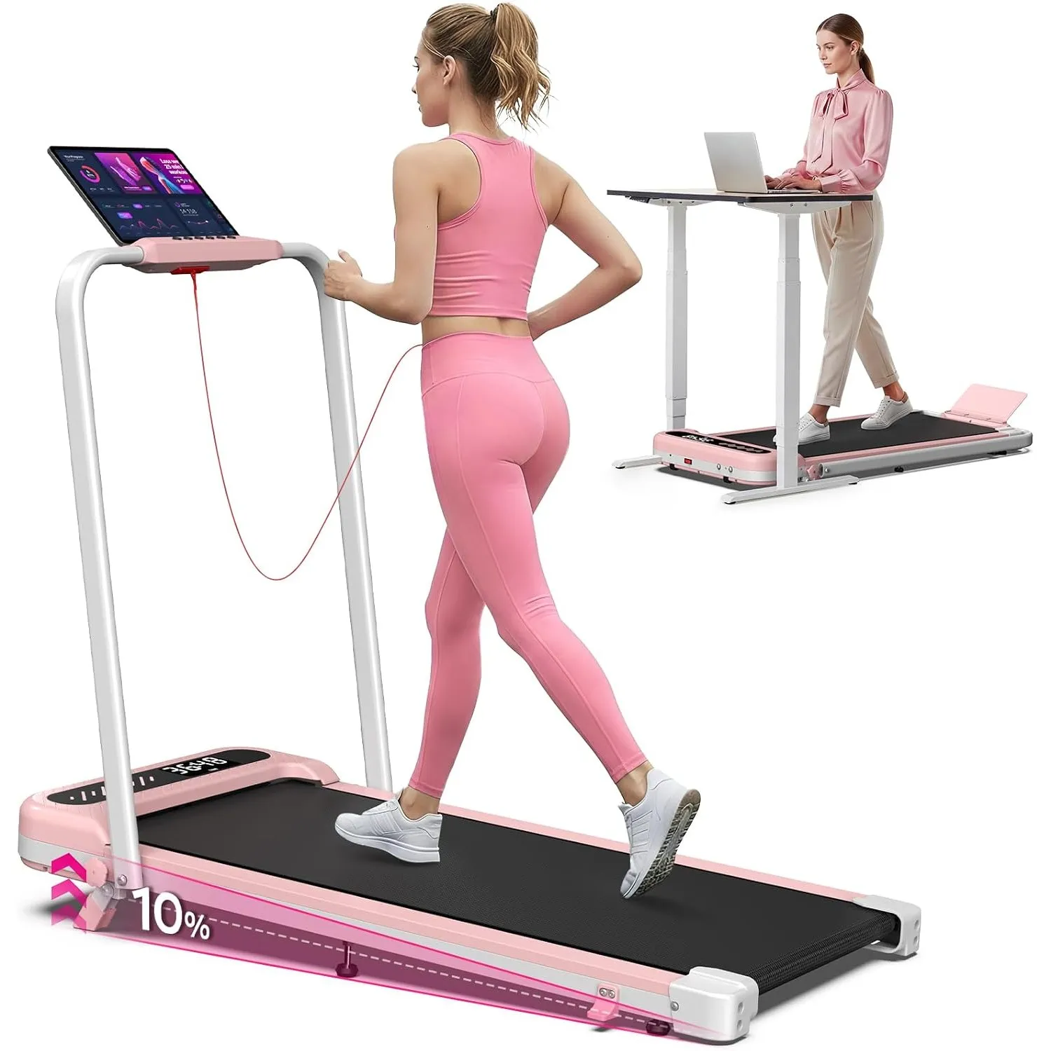 Cardirun Laufband für Zuhause Klappbar, 6 in 1 Walking Pad mit 10% Steigung