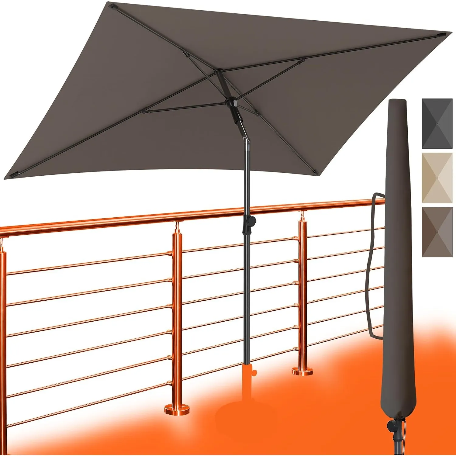 4smile Sonnenschirm Balkon 200 × 125 cm, Taupe | Balkonschirm Rechteckig, Sonnenschutz Balkon mit UV 50+, Sonnenschirm …