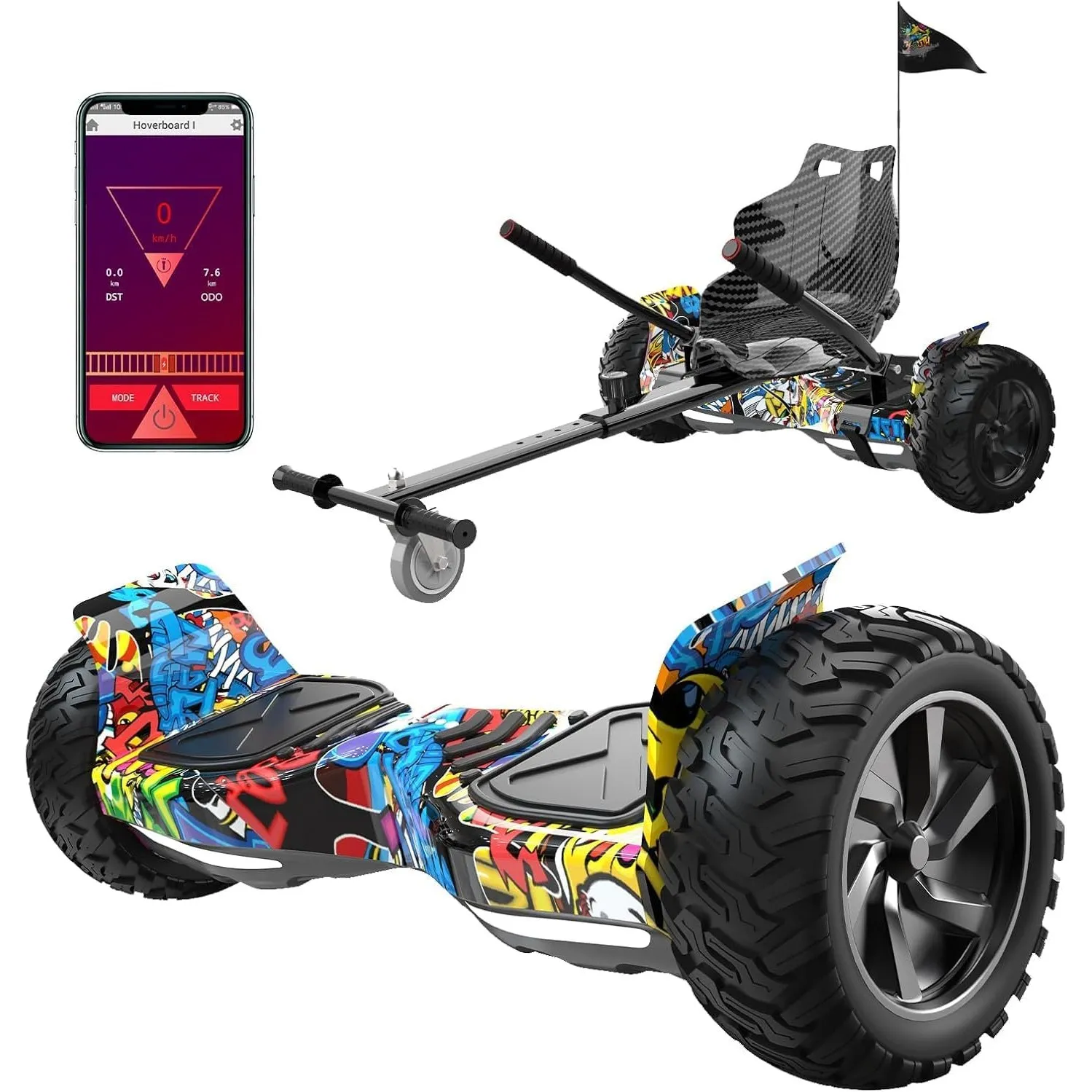 RCB Hoverboards SUV mit Sitz Hoverboards Off-Road, App-fähige Bluetooth, 8,5 '' Hummer + Hoverkart Go Kart für Self Bal…