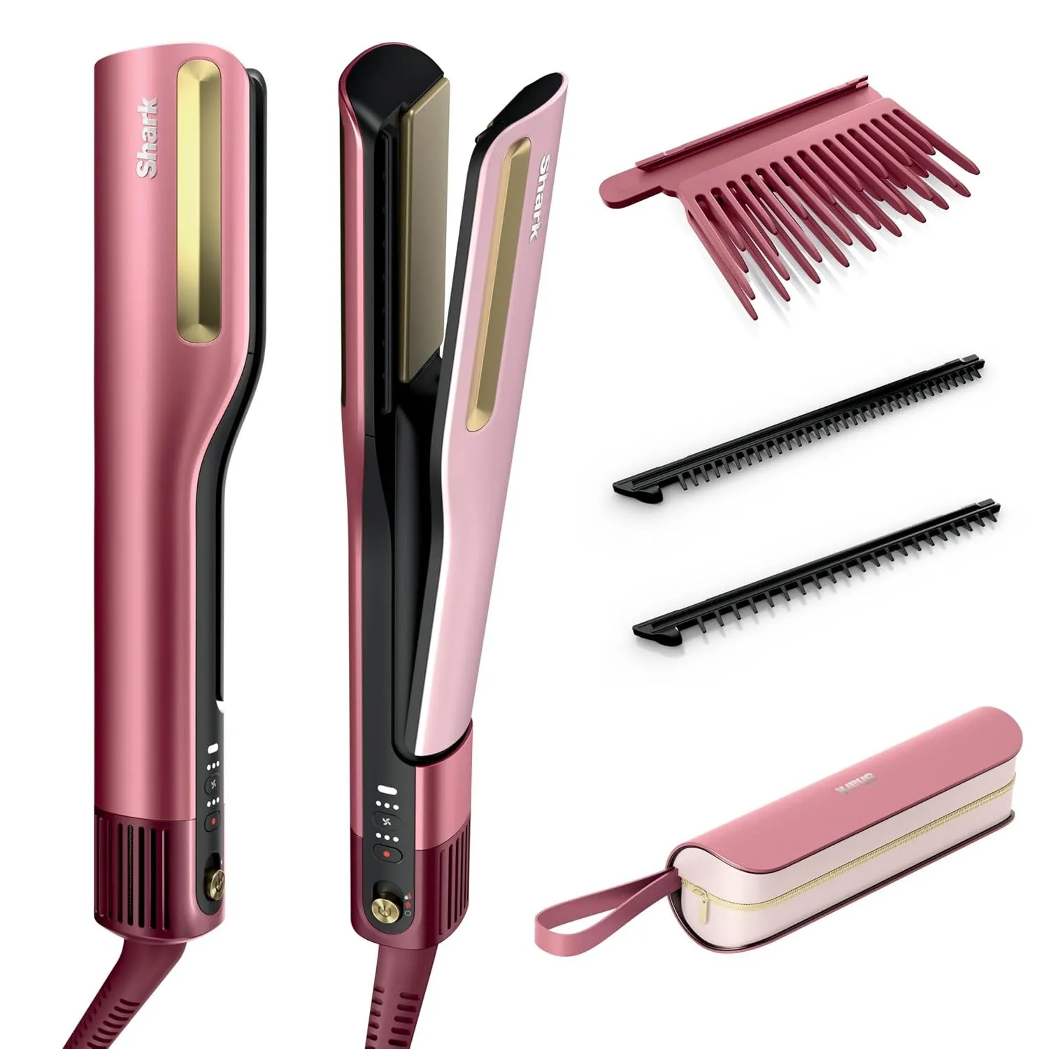 Shark SilkiPro Straight Glätteisen + Haartrockner, Rosa [HT401EUPK] | mit hitzebeständiger Aufbewahrungsbox – Rosa [HT4…