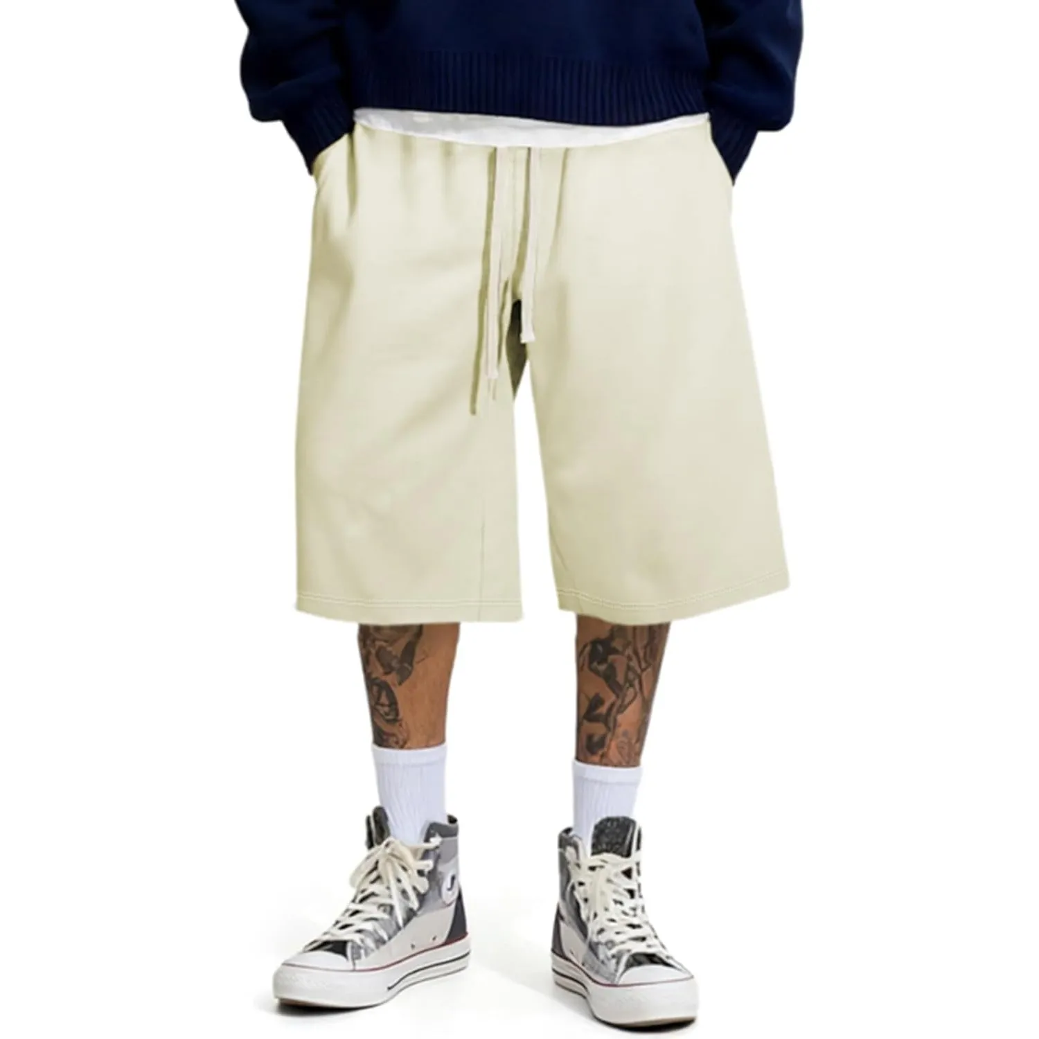 JMIERR Herren Kurze Hose Sommer Shorts Baggy Sweatpants Kurz Sportshorts Mit Kordelzug S-3XL