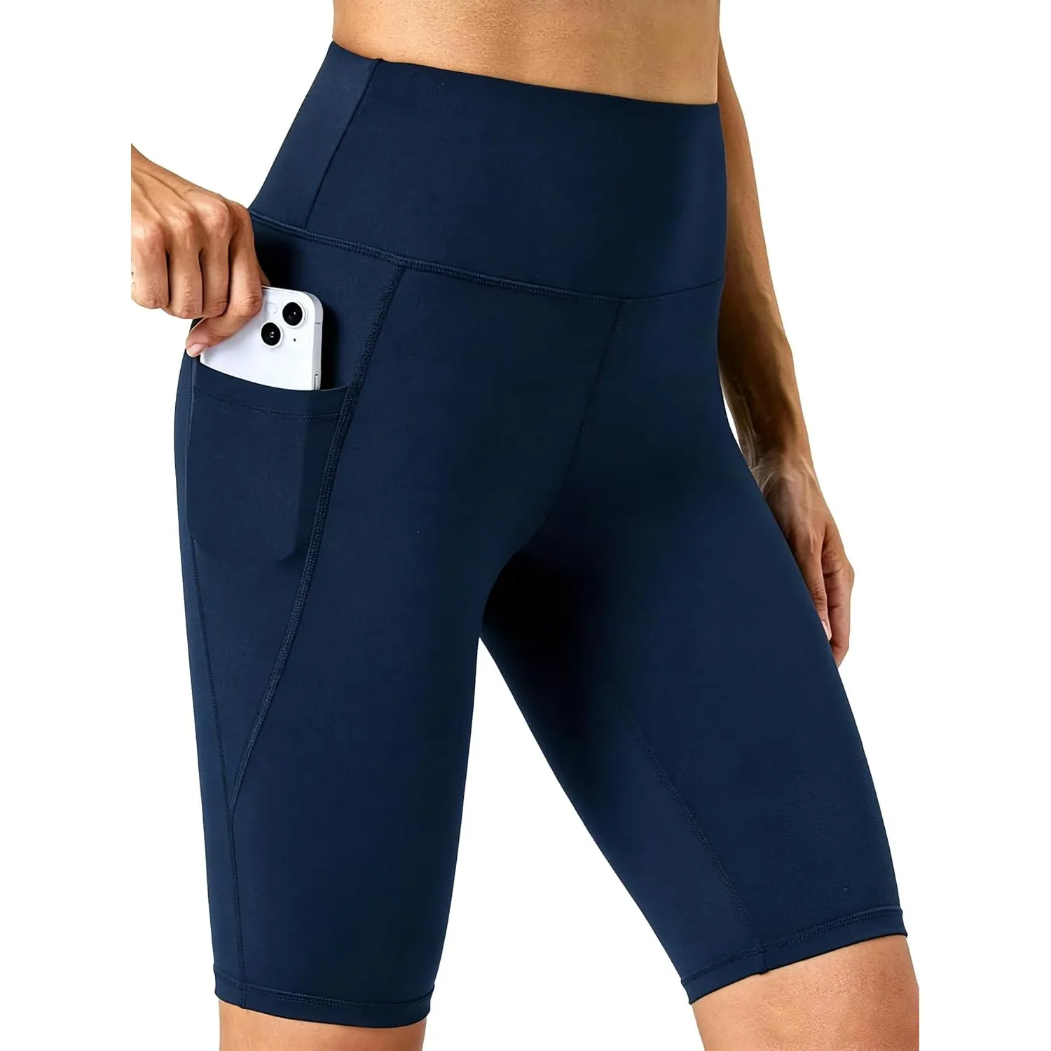 Kurze Leggings Damen mit Tasche - High Waist Radlerhose Sporthose Laufhose Sport Yoga Shorts für Sommer