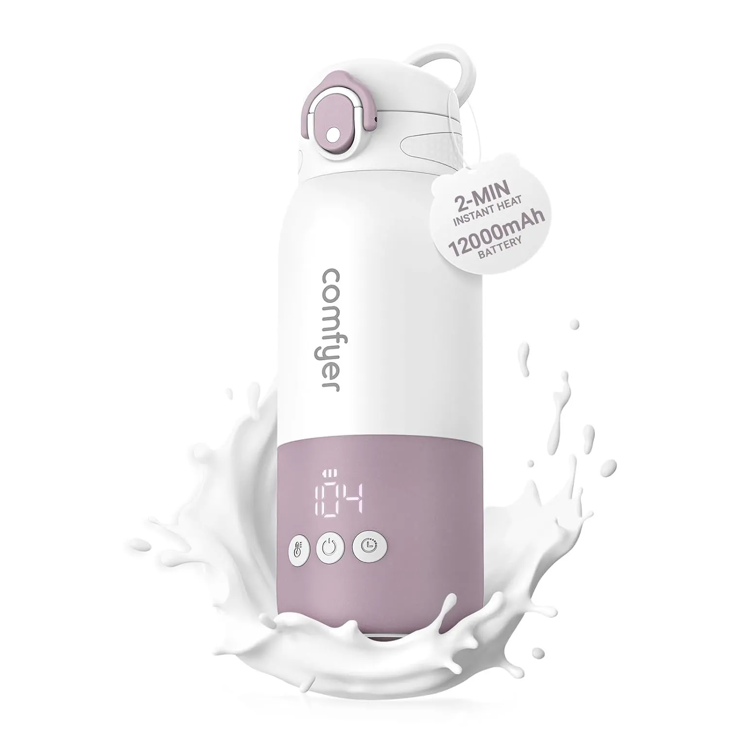 Comfyer BW01 Tragbarer Flaschenwärmer Baby unterwegs für Baby, 12000mAh Akku, Schnelles Aufheizen 2 Min für Muttermilch…