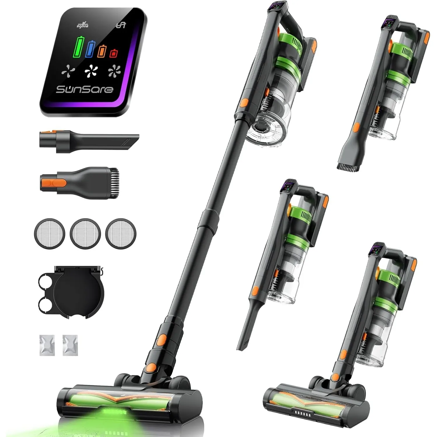 SunSare Akku Staubsauger Kabellos 600W/50000Pa/65Min, Akkustaubsauger mit HD Display, Aromatherapie，Anti Haar Wrap，Ultr…