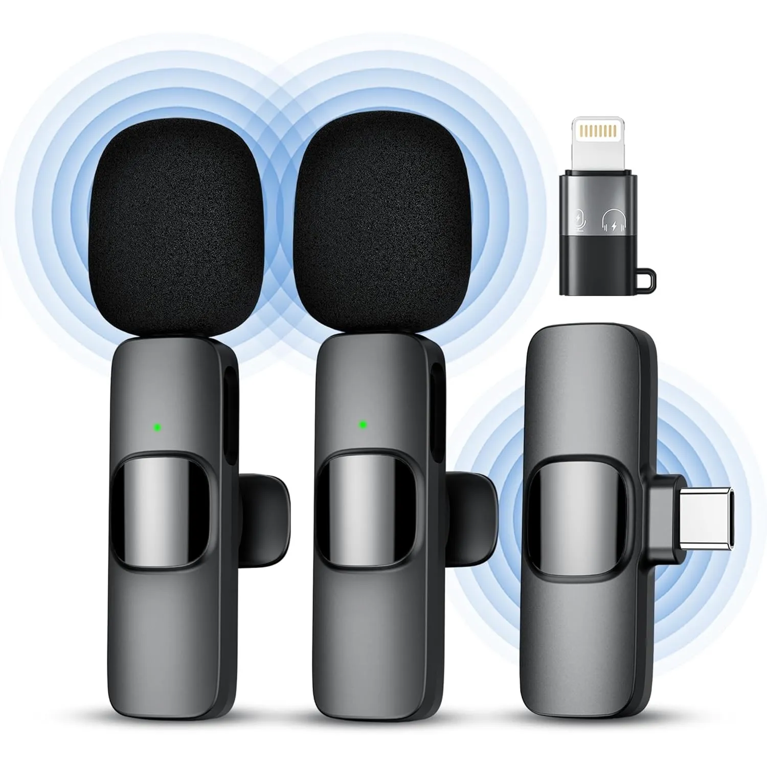 Kabelloses Lavalier Mikrofon für iPhone & Android, Ansteckmikrofon mit USB-C & Lightning, Handy Mikrofon, DSP Rauschunt…