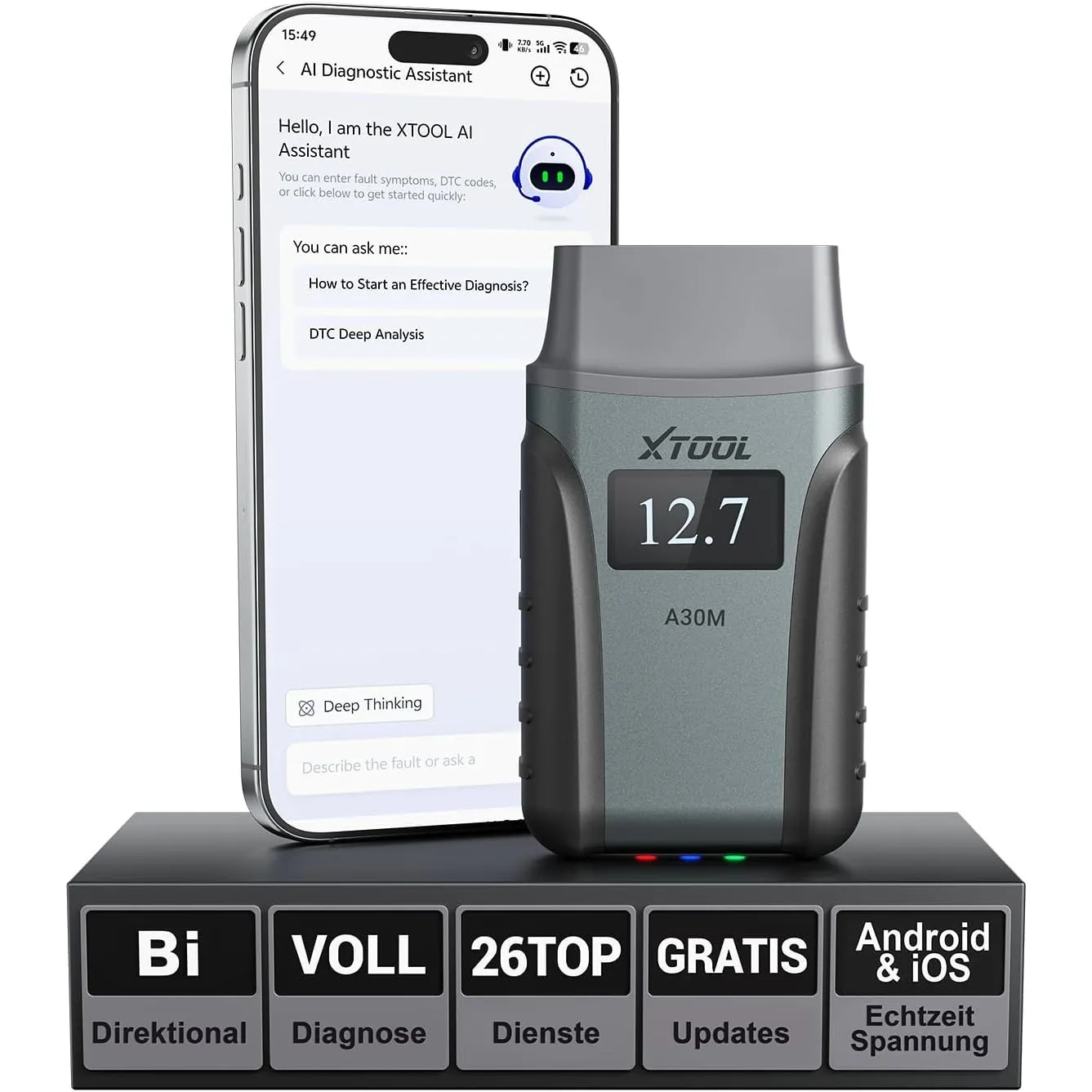 XTOOL A30M OBD2 Diagnosegerät Bluetooth, Diagnosegerät Auto mit Bidirektionaler für Alle Systeme, Kfz-Auslesegerät für …