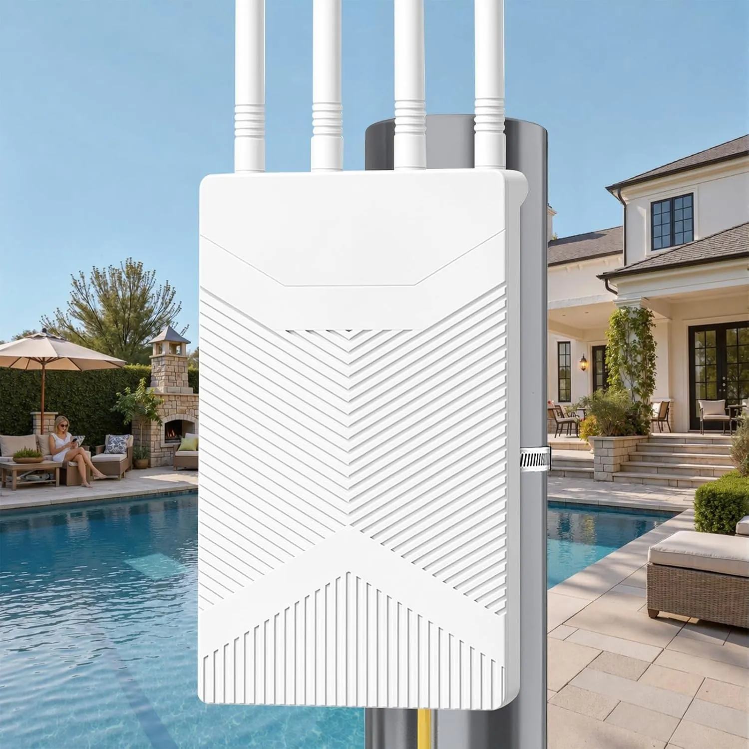 WiFi 6 WLAN Verstärker Outdoor, 1800Mbps WLAN Repeater Outdoor, IP67 Wasserdichter Long Range Repeat mit Gigabit Port, …
