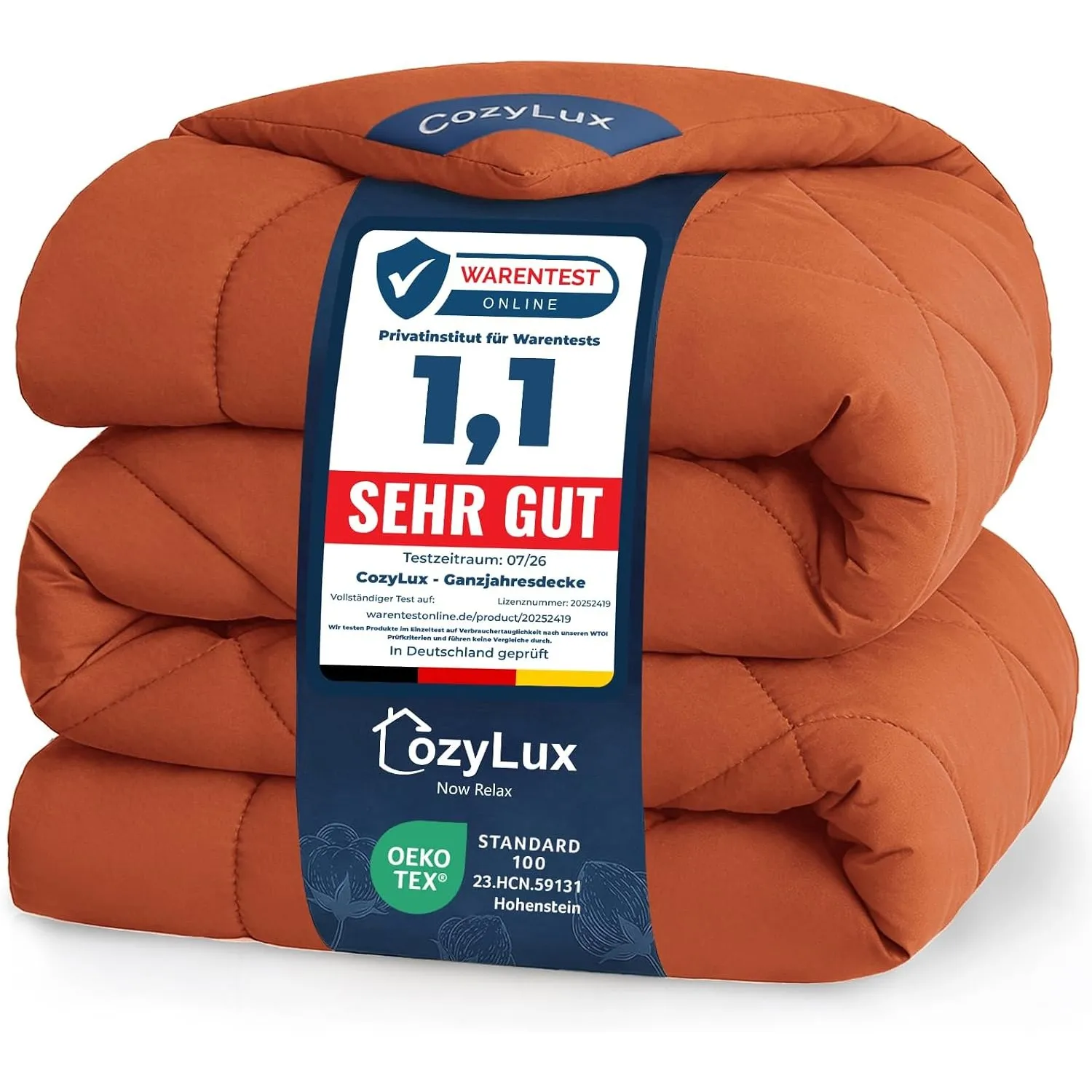CozyLux Bettdecke 155x220 cm Verbranntes Orange für 4 Jahreszeiten