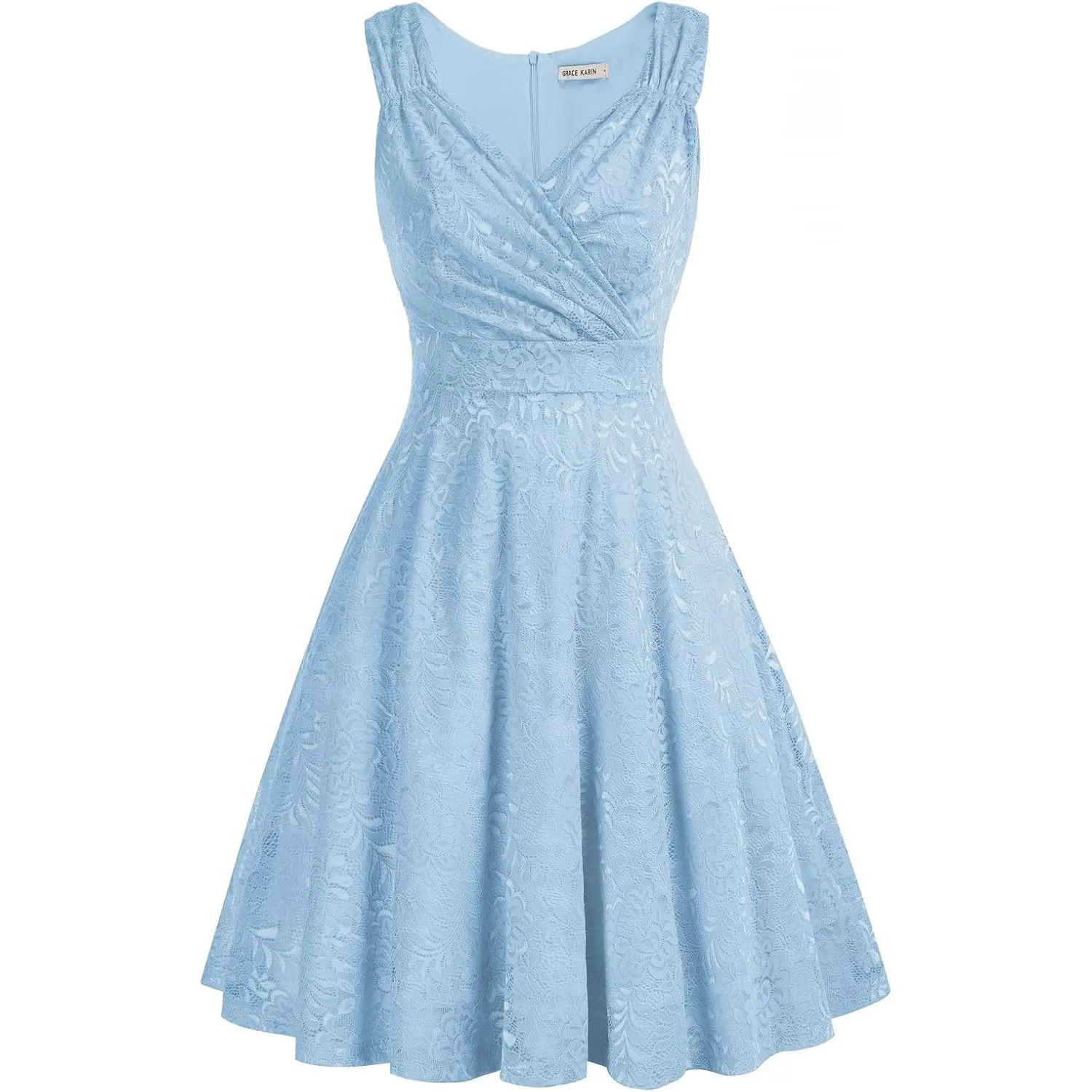 GRACE KARIN Damen Spitzen Rockabilly Kleid Knielang Retro Vintage Kleid CL645