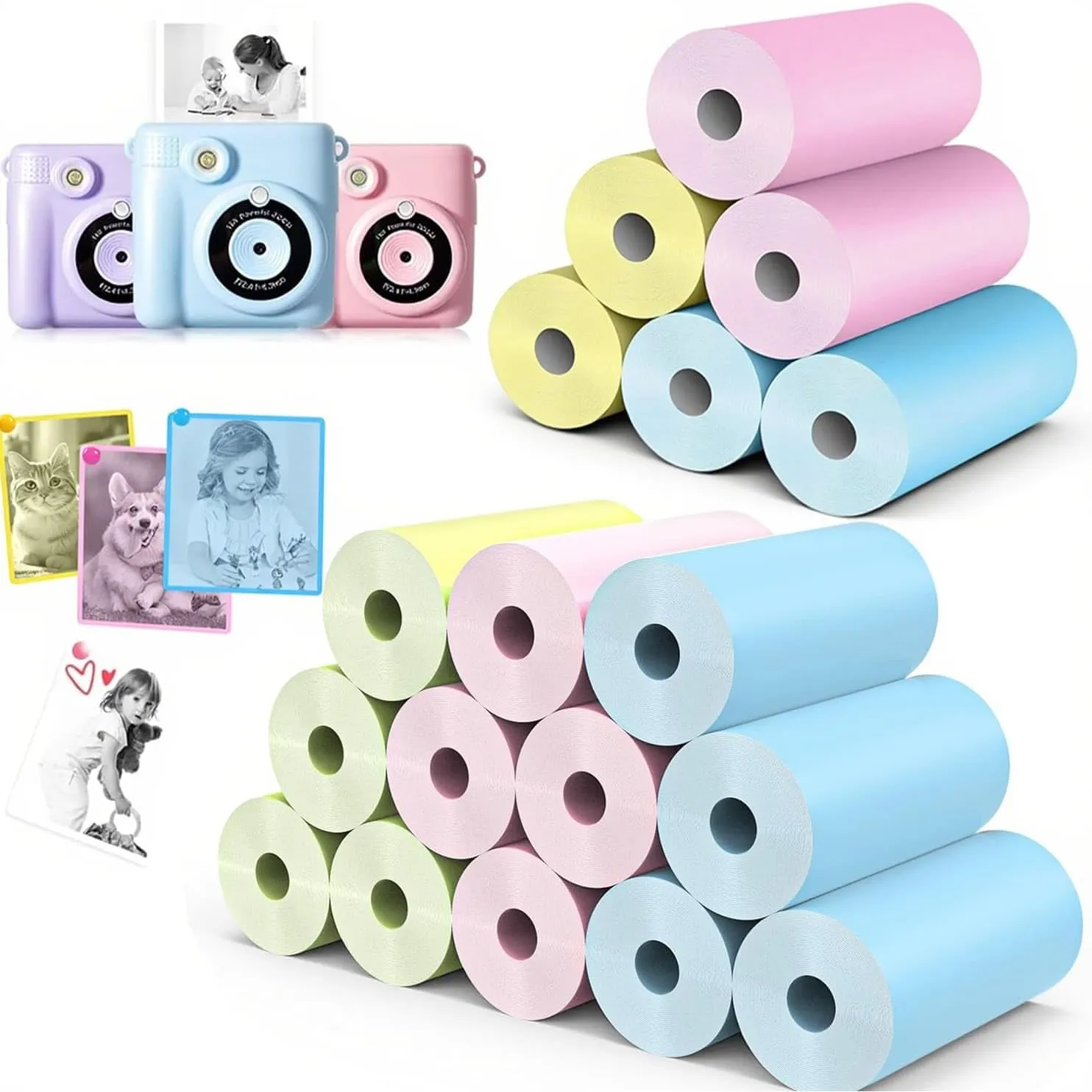 18 Rollen Kinderkamera-Papierrolle, kompatibel mit den meisten Sofortdruckkameras für Kinder, BPA-frei (5,7 x 2,5 cm)