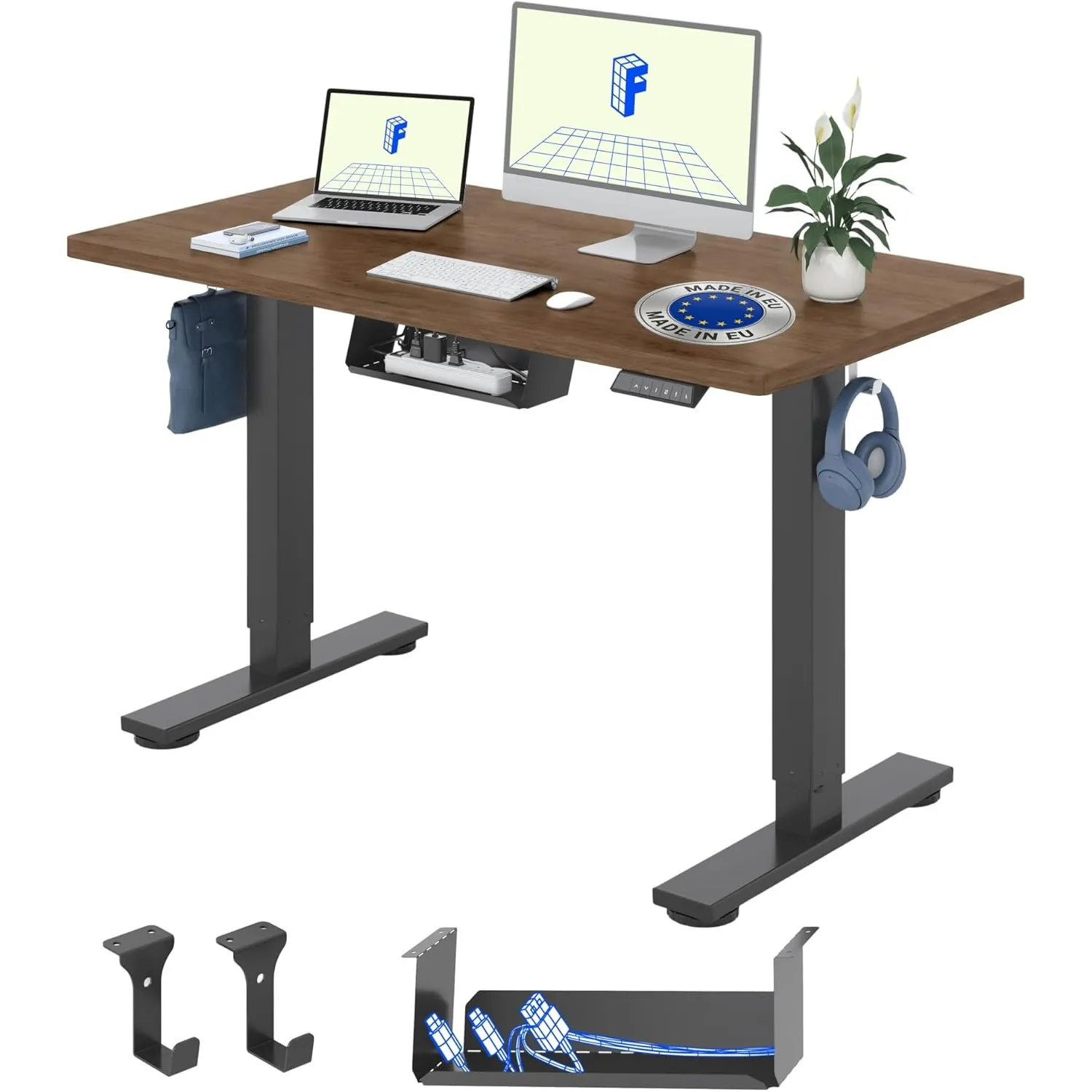 FLEXISPOT Höhenverstellbarer Schreibtisch elektrisch 140×80cm– Schreibtisch in Heller Eichenoptik, 25 mm Tischplatte, l…