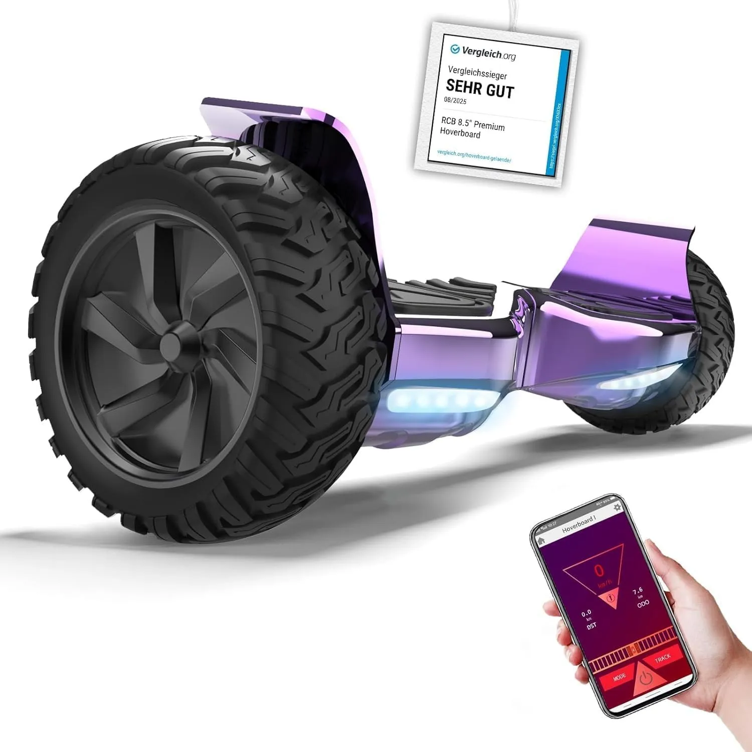 RCB 8.5" Premium Offroad Hoverboard, APP Steuerfunktion,Integrierte LED-Bluetooth mit Leistungsstarkem Motor,Elektro al…