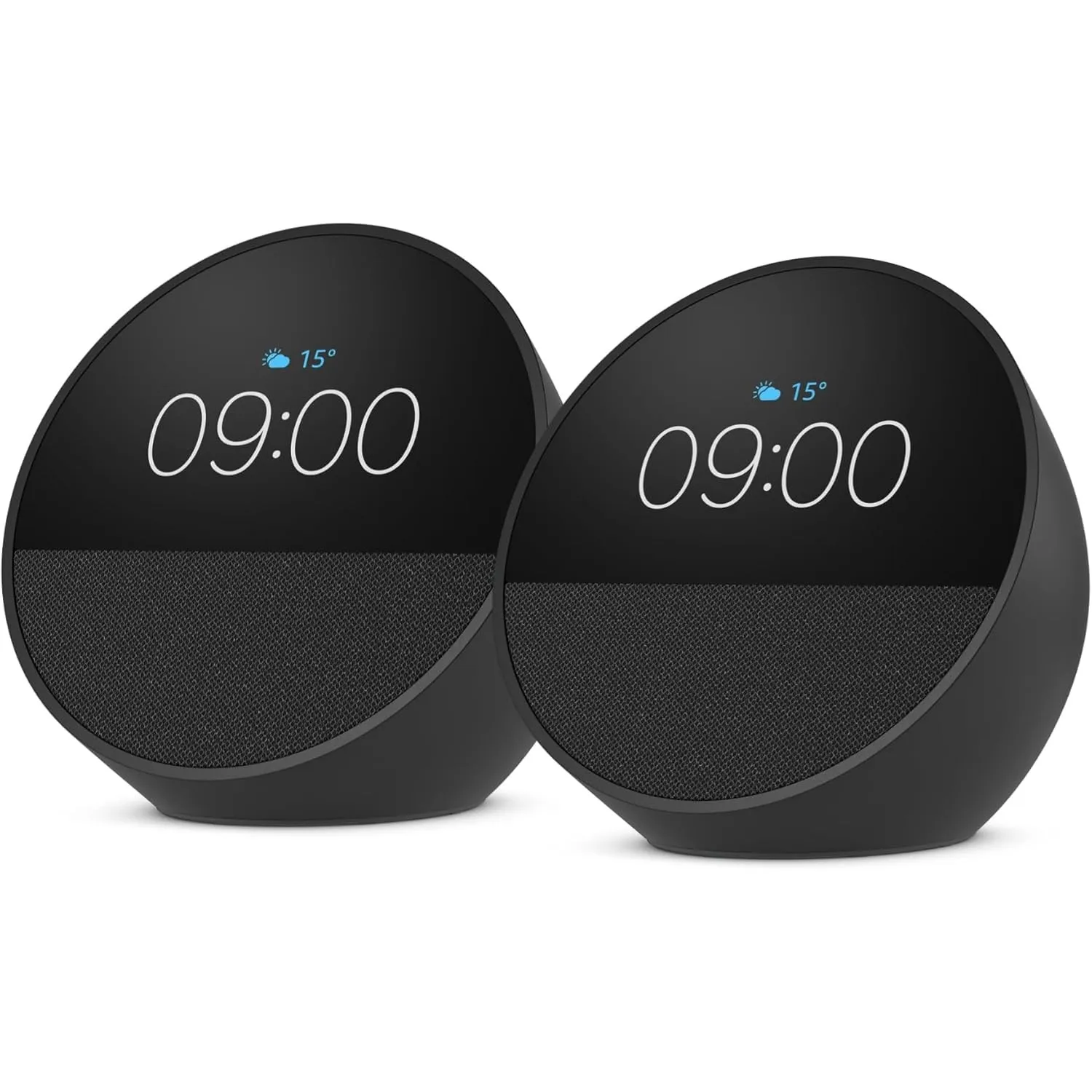 Amazon Echo Spot (neueste generation), smarter Wecker mit sattem Klang, Schwarz, mit Alexa+ Early Access (Packung mit 2)
