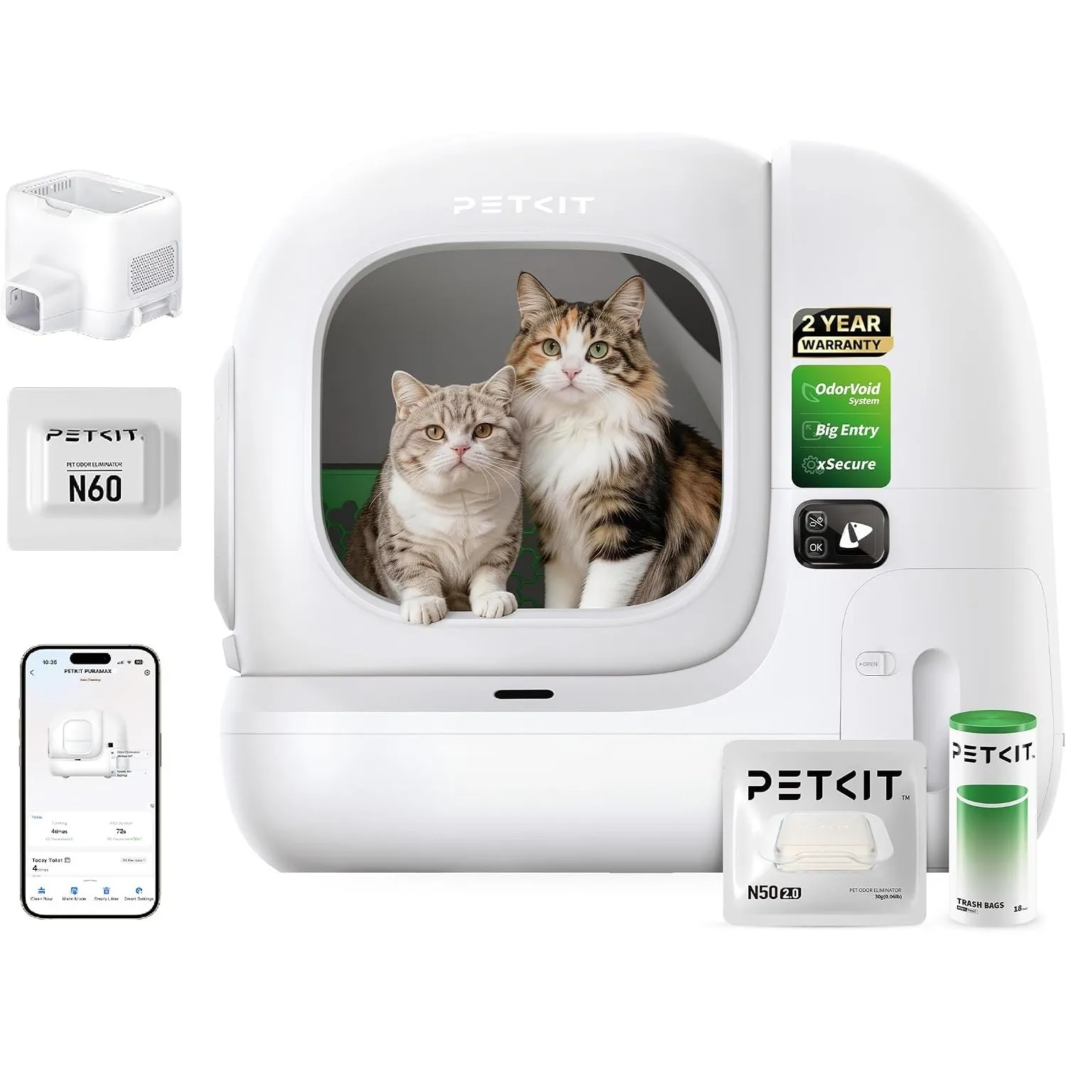 PETKIT Purobot Max 3 Selbstreinigende Katzentoilette,76L Katzenklo Selbstreinigend,Doppelte Geruchsbeseitigung,Um 43% v…
