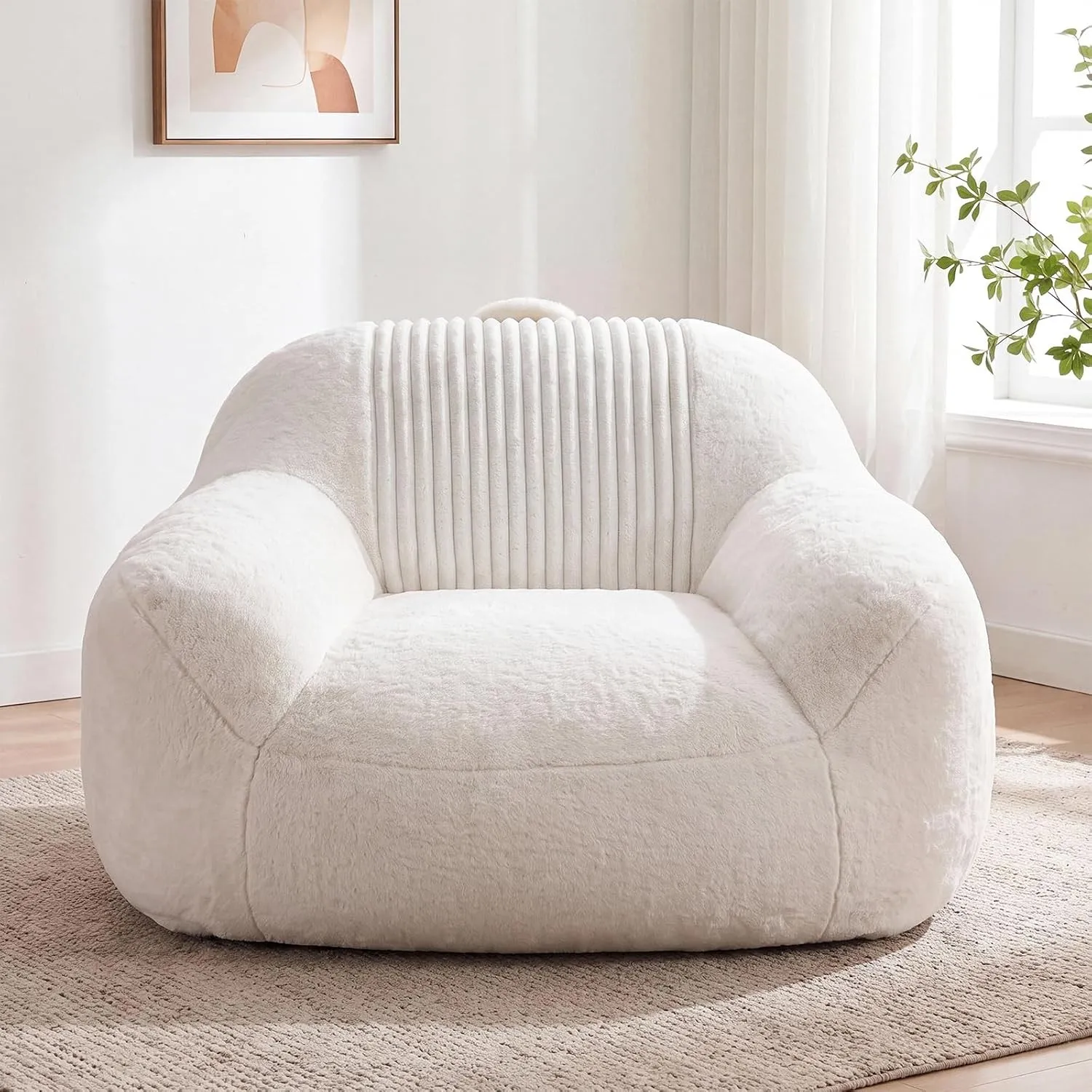 SMOOL XXL Sitzsack‑Sessel für Erwachsene mit Füllung, Kunst‑Kaninchenfell