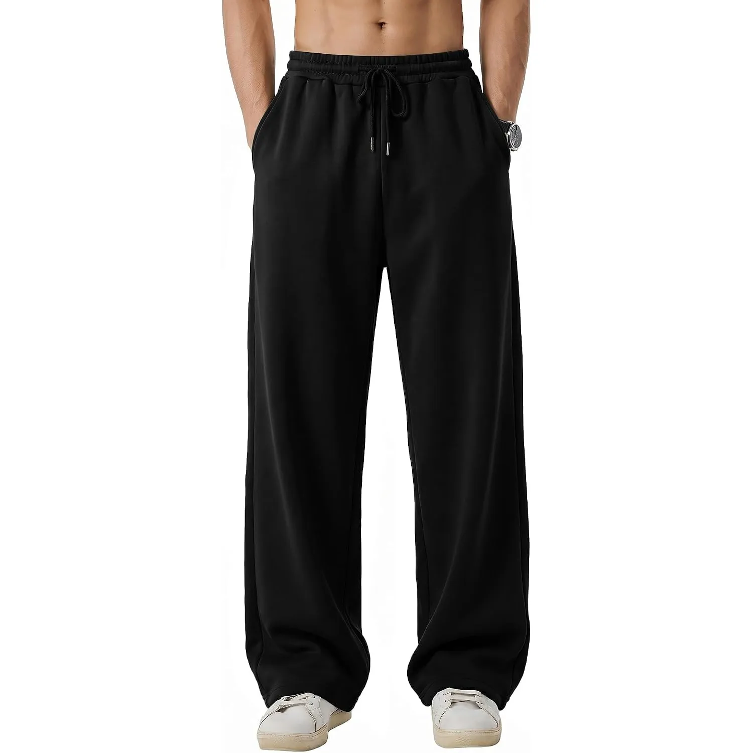JMIERR Herren Baggy Jogginghose Baumwolle mit Kordelzug