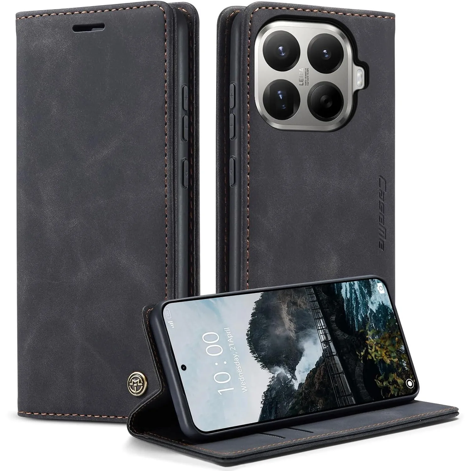 hülle Xiaomi 17T klapphülle Premium Lederhülle Weiches Vintage-Nubukleder Faltbare Ständer Schutzhülle Kartenfach Stand…