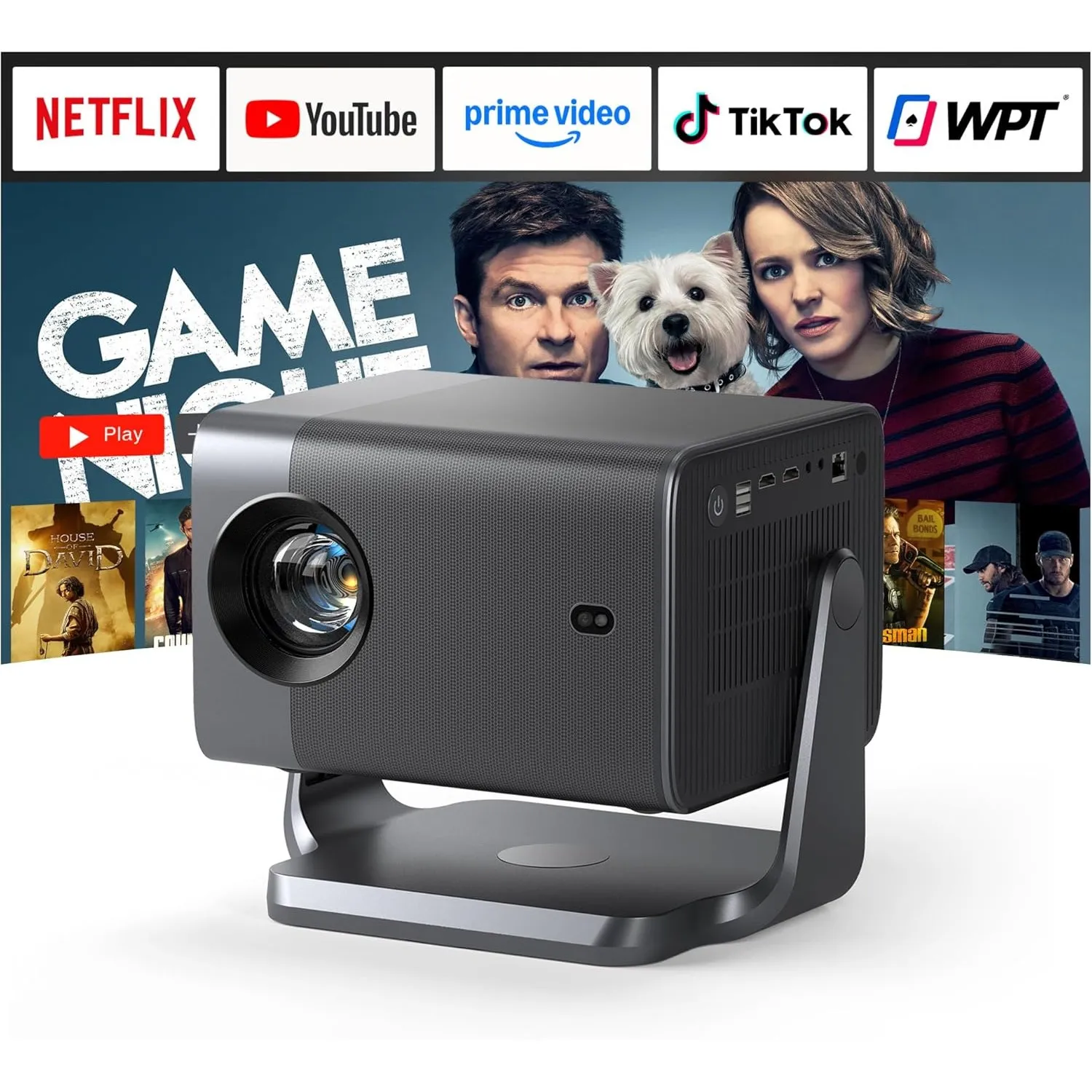 Smart Beamer 4K【Offiziell APPs & Dolby Audio】 4000ANSI Auto Fokus/6D Trapezkorrektur Video Projector Full HD 1080P, WiF…