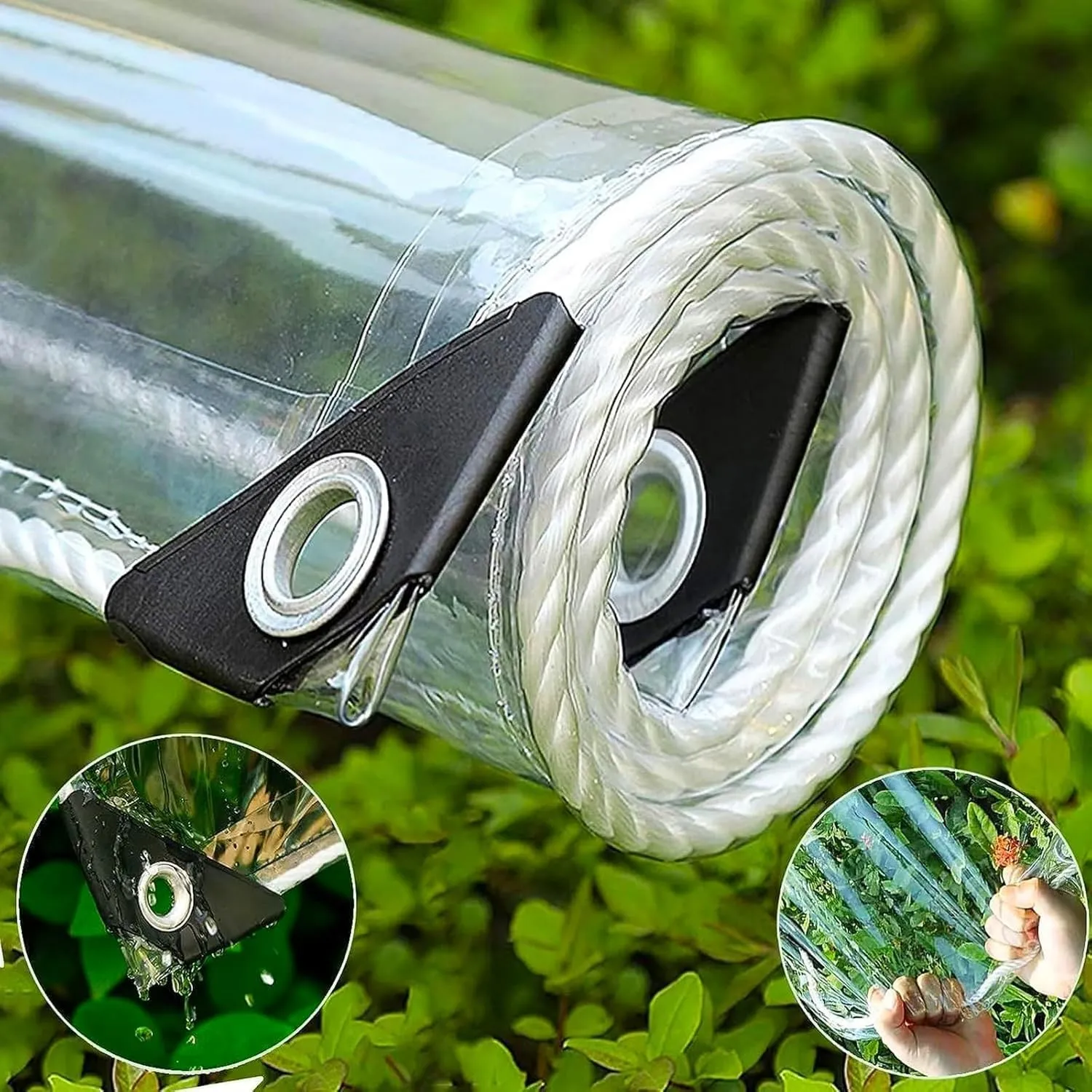 Plane Transparent mit Ösen, 2x5m PVC Abdeckplane Wasserdicht, 450g/m² UV Reißfest Wetterfest Durchsichtige Planen mit S…