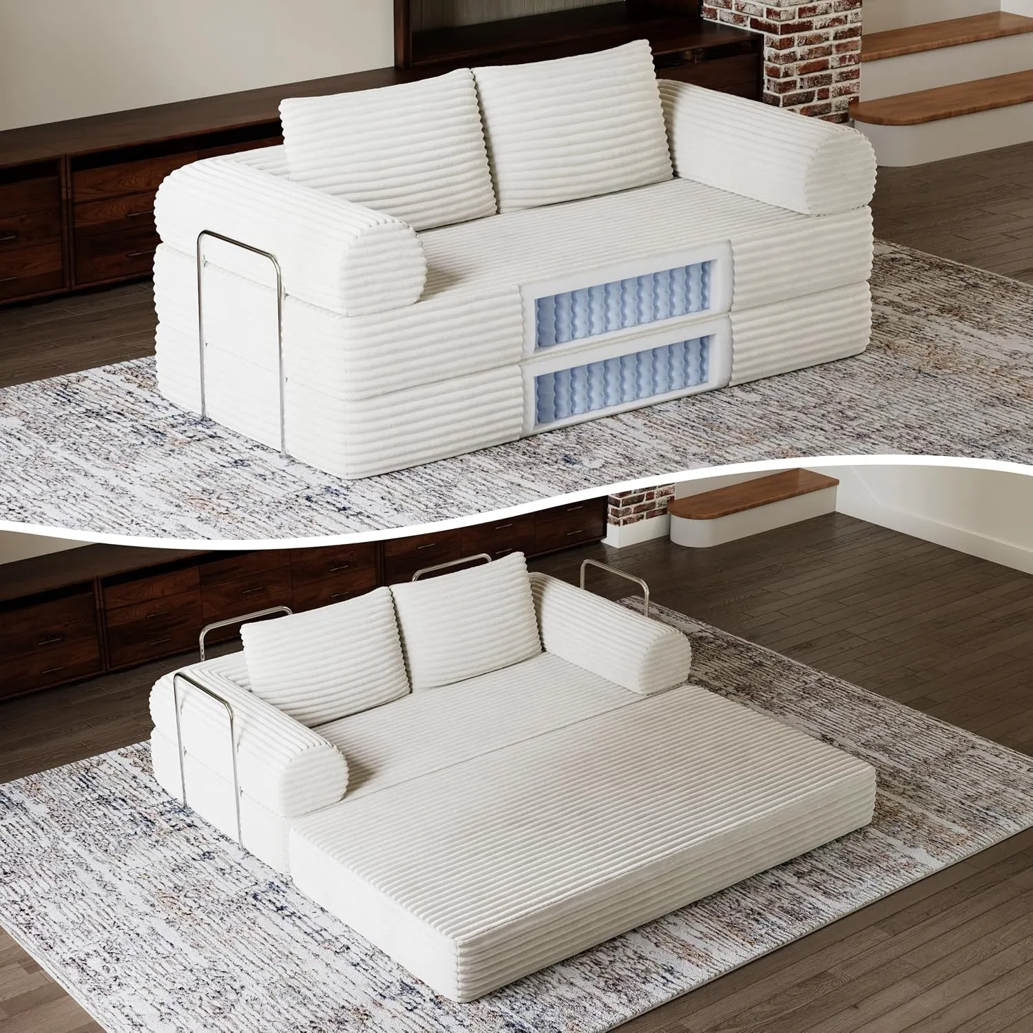 Novilla Schlafsofa 200cm Breit, Cord Sofa Bed mit Schlaffunktion 2 Sitzer