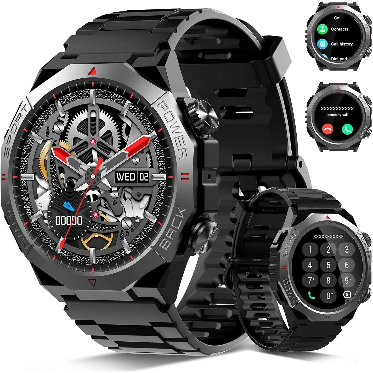Smartwatch Herren Damen, Militär Smart Watch mit Telefonfunktion, 1,39"HD Touchscreen, IP68 Wasserdicht Sportuhr, 110+S…