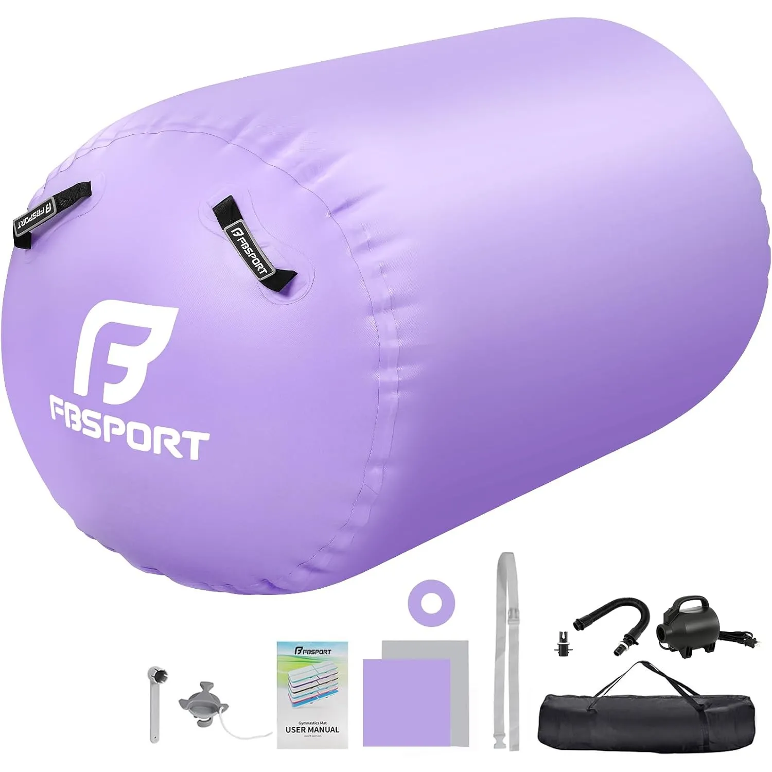 FBSPORT Aufblasbare Air Roll, 100/120cm Aufblasbare Luft Rollen, Yoga Gymnastik Zylinder, Gymnastikmatte, Gym Air Barre…