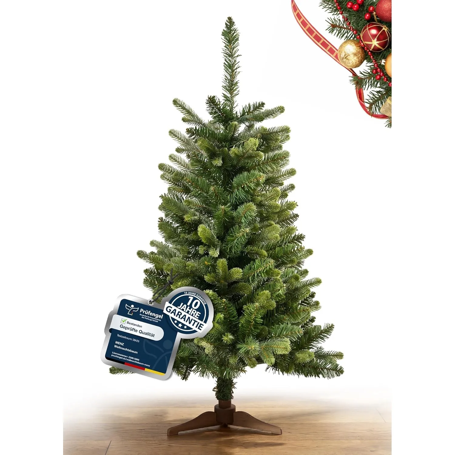 Menz Weihnachtsbaum künstlich 90 cm – TESTSIEGER 91/100, 10 Jahre Garantie