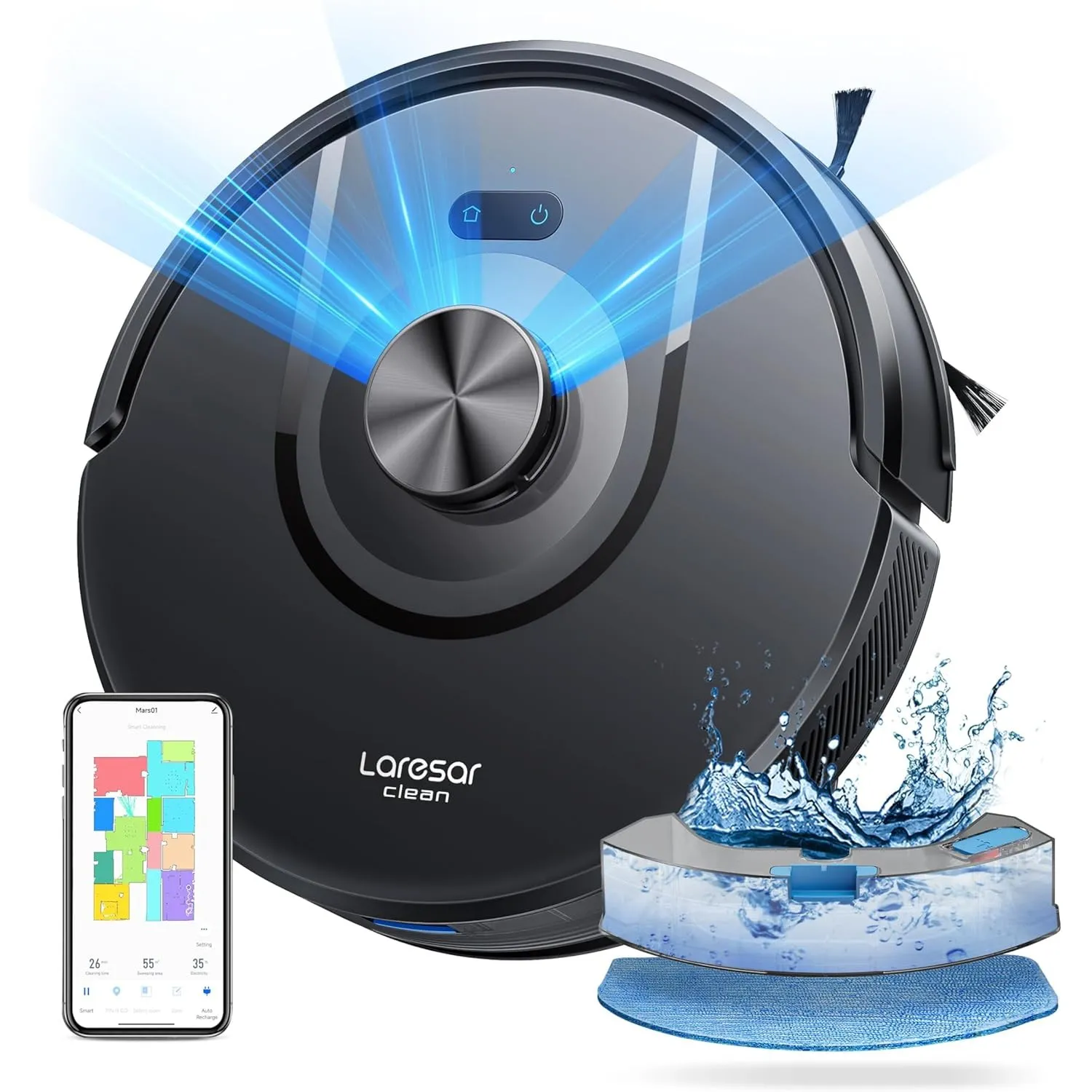 Laresar Clean 8000Pa Saugroboter mit Wischfunktion, 3 in 1 Staubsauger Roboter mit Laser Navigation, Roboterstaubsauger…