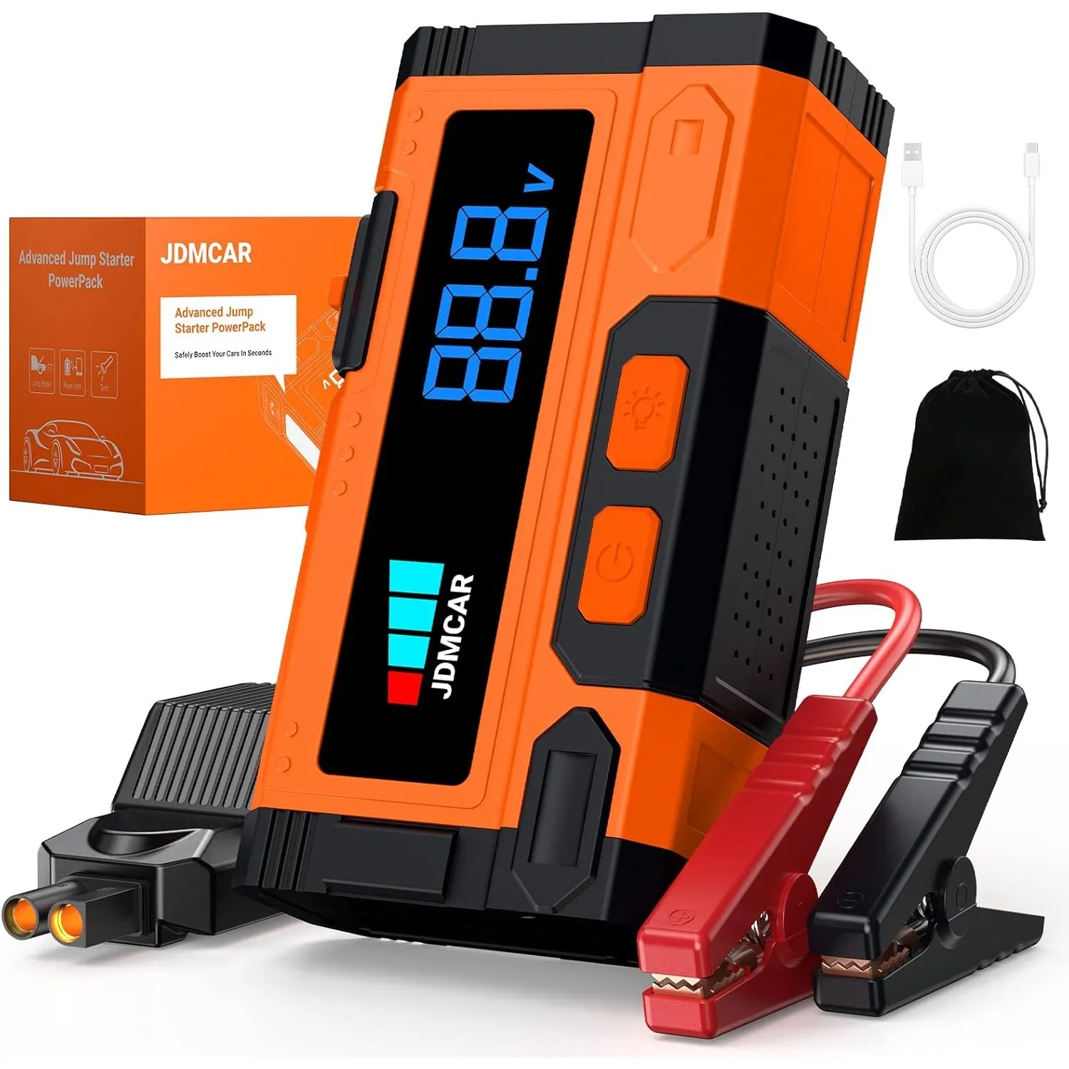 JDMCAR Starthilfe Powerbank für Pkw 9000 A, Starter Powerbank | 14.8V Autobatterie Booster mit LCD & LED Taschenlampe, …