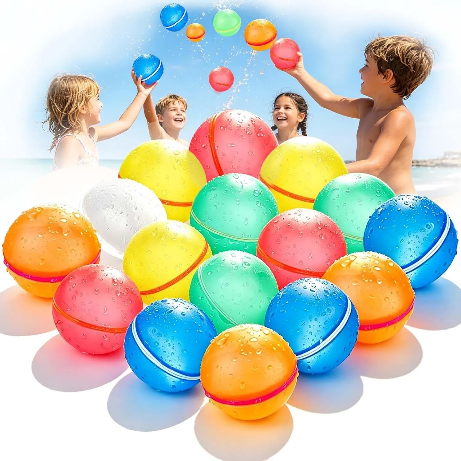 Funnity Magnetische Wasserbomben Wiederverwendbar, 16er Set | 1-Sek.-Selbstverschluss, mehr Spielzeit statt Aufräumen, …