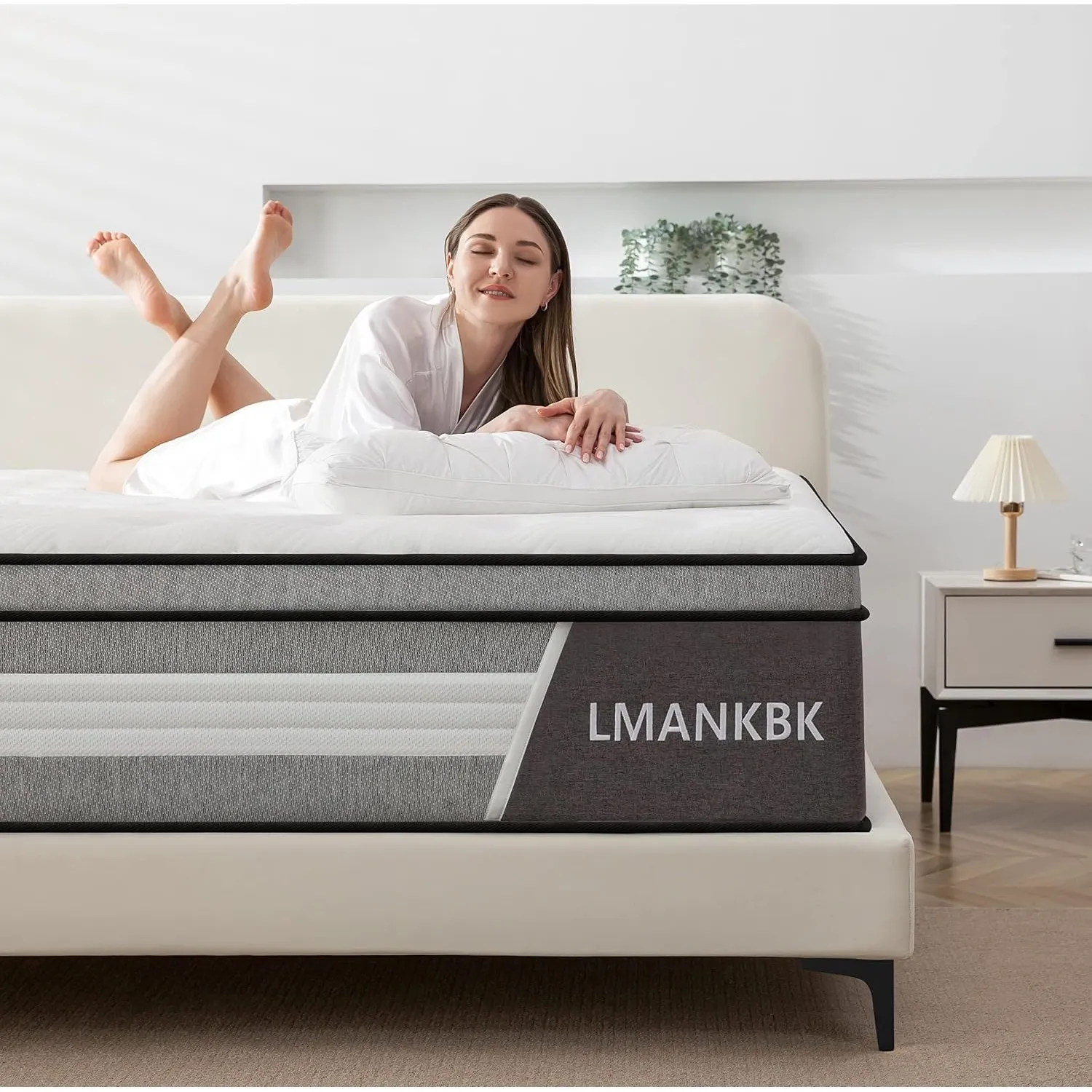 LMANKBK Matratze 90x200 cm, 7 Zonen Taschenfederkernmatratze mit Komfort Memory-Schaum Schicht, Härtegrad H3 Rückenentl…