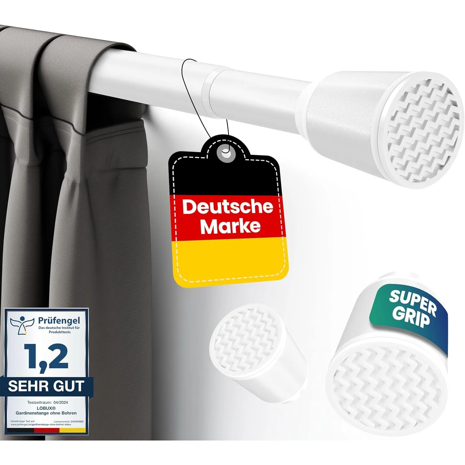Gardinenstange ohne bohren [weiß, 310-400cm] – Ø 32mm – Teleskopstange Vorhang ausziehbar – Duschstange ohne bohren – V…