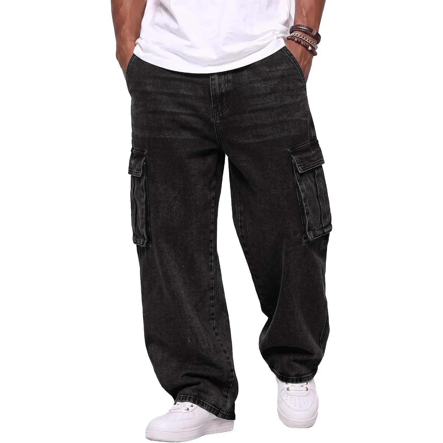 JMIERR Jeans Herren Baggy Cargohose Y2K Streetwear Jeans Hosen