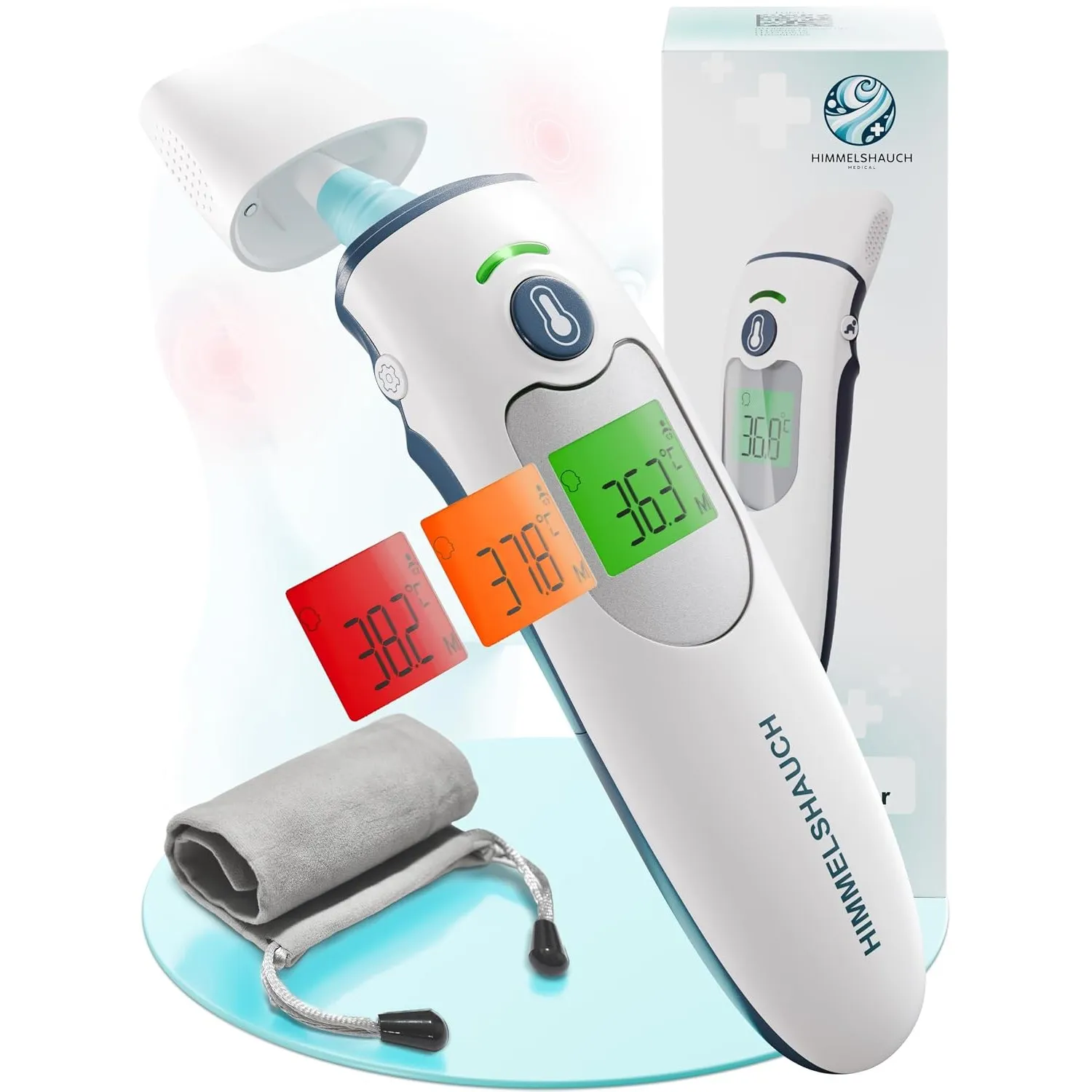 HIMMELSHAUCH MEDICAL Fieberthermometer Ohr & Stirn | 3 in 1 Messgerät | Ohrthermometer Babys Kinder & Erwachsene | Stir…