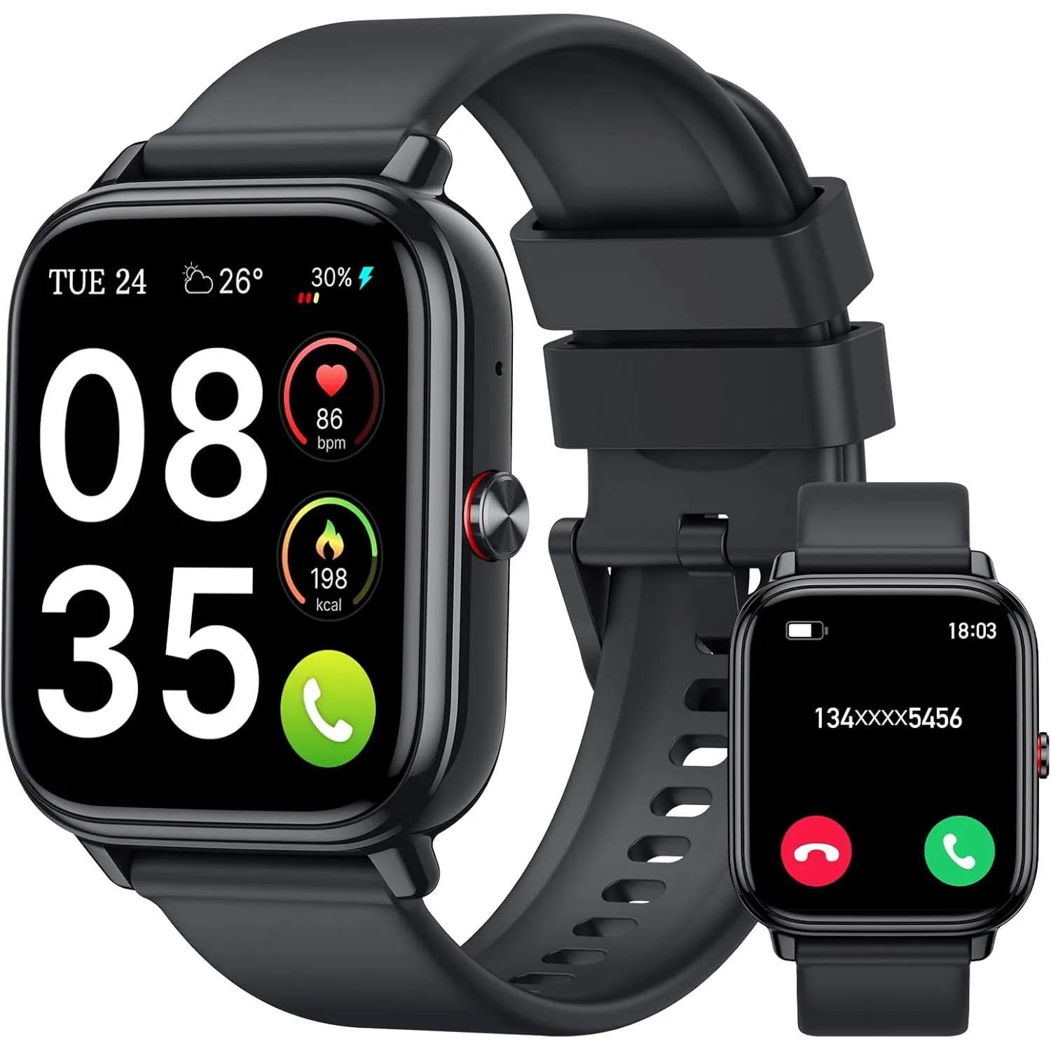 Smartwatch Damen Herren,1.83"HD Touchscreen, 20 Tage Akkulaufzeit, Fitnessuhr mit Pulsuhr Schlafmonito Schrittzähler, B…